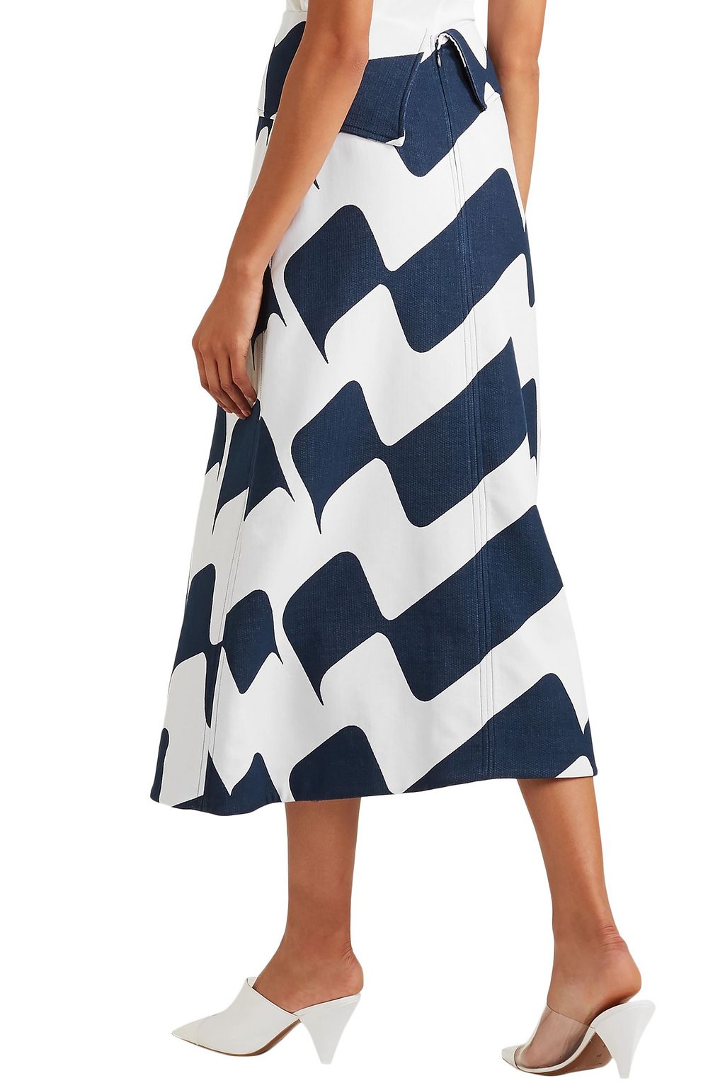 VICTORIA BECKHAM Printed cotton-blend midi skirt