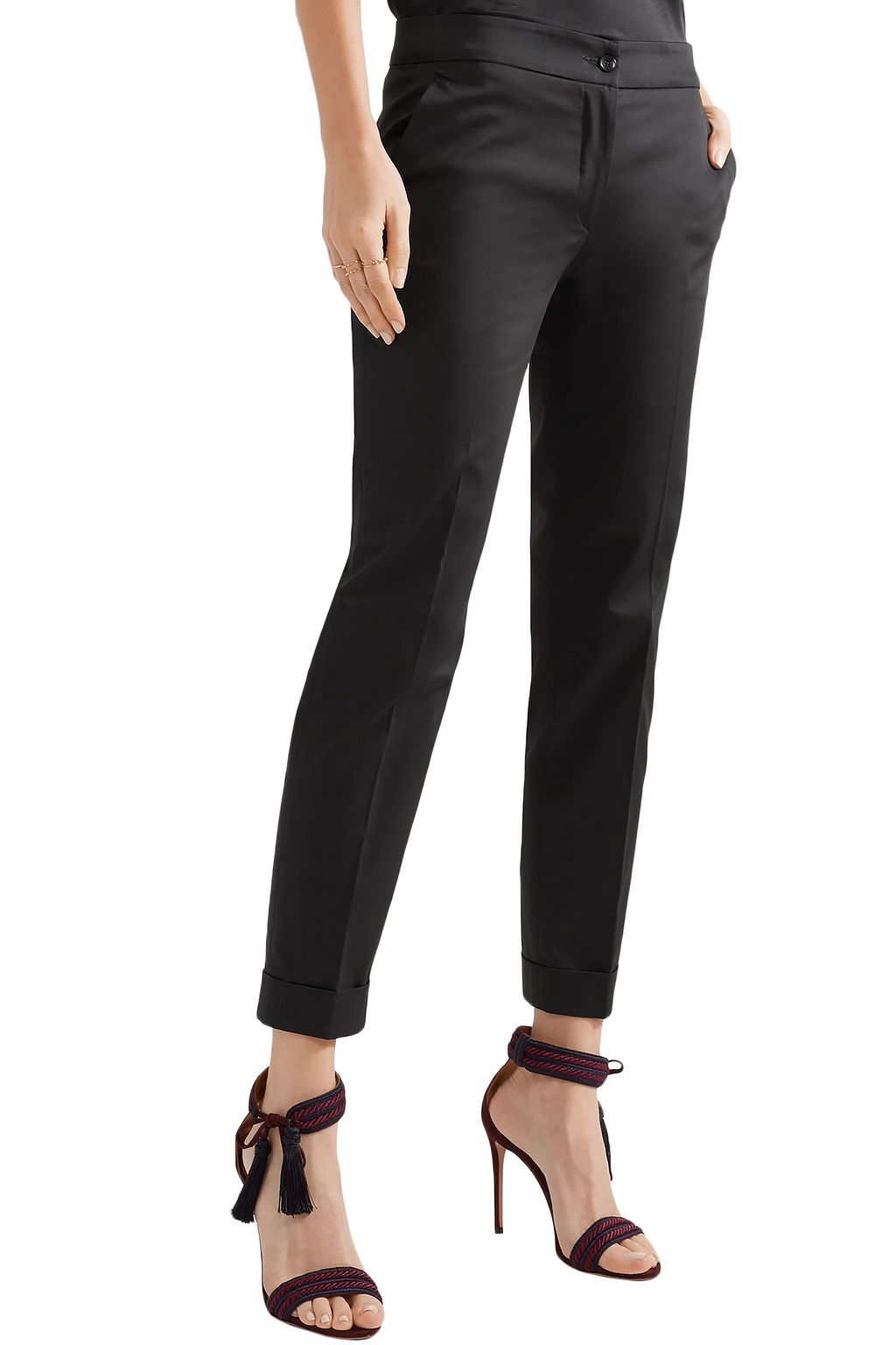 ETRO Cropped stretch-poplin slim-leg pants