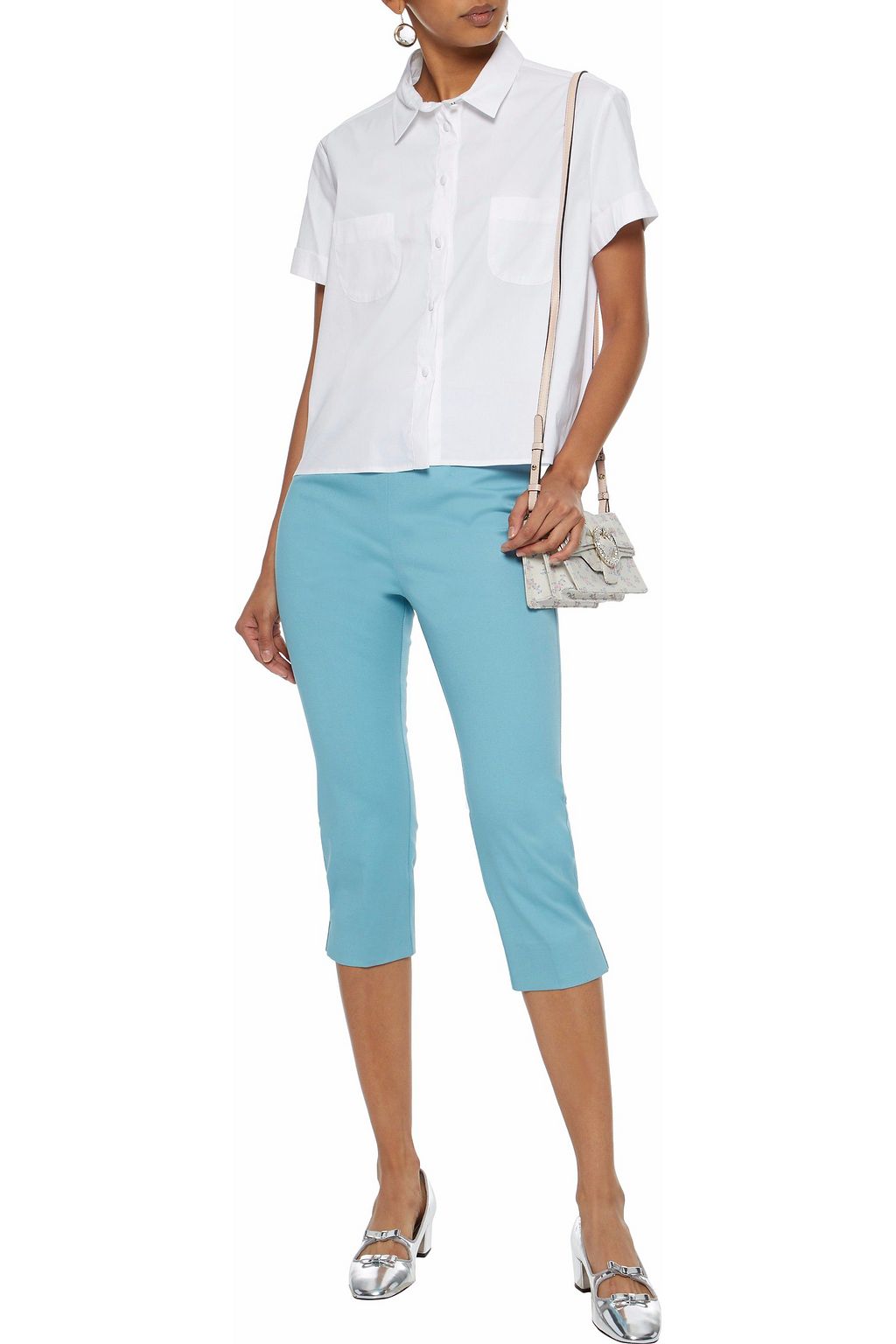 REDVALENTINO Cropped cotton-blend twill slim-leg pants