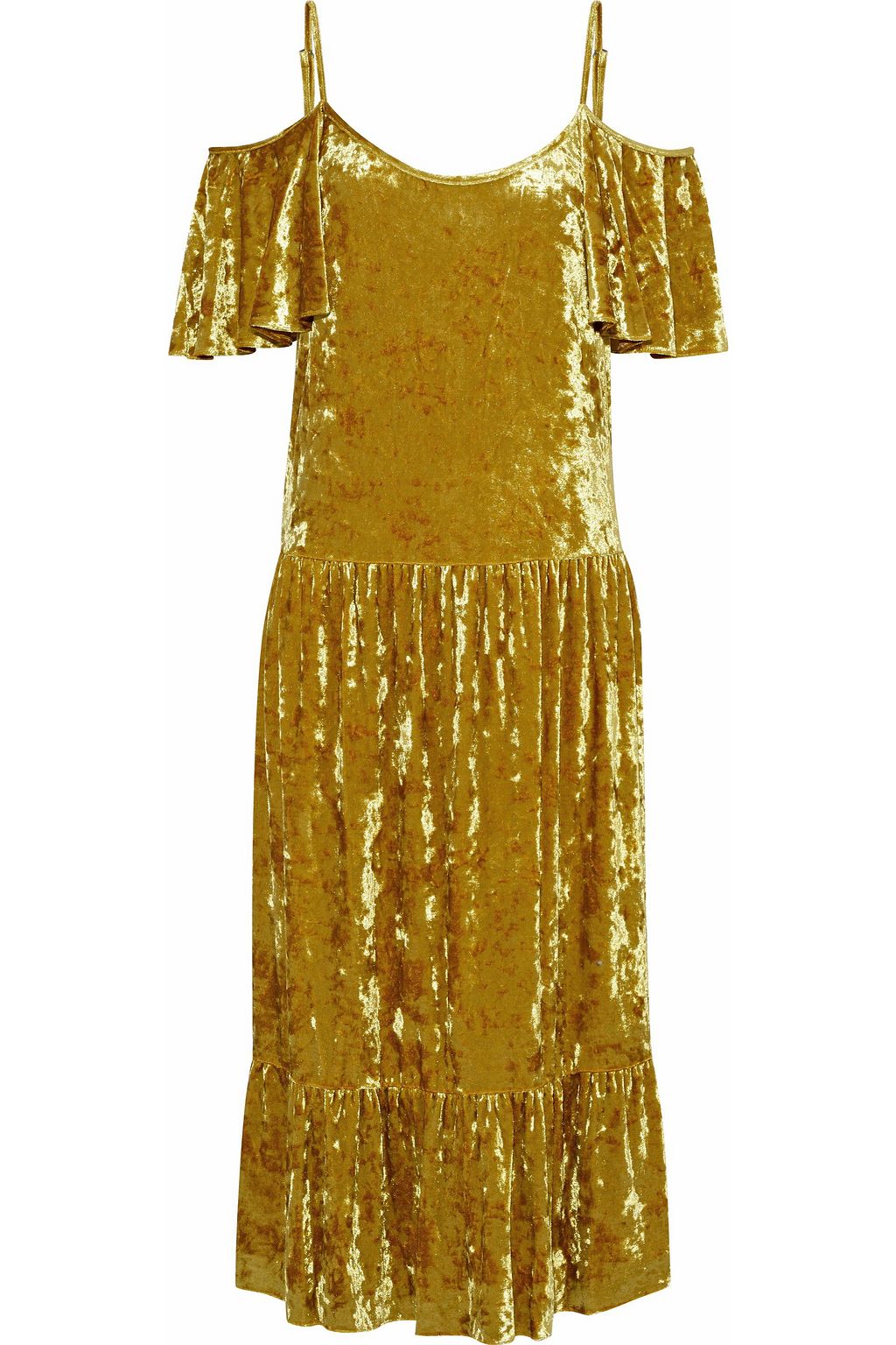 gold crushed velvet dress