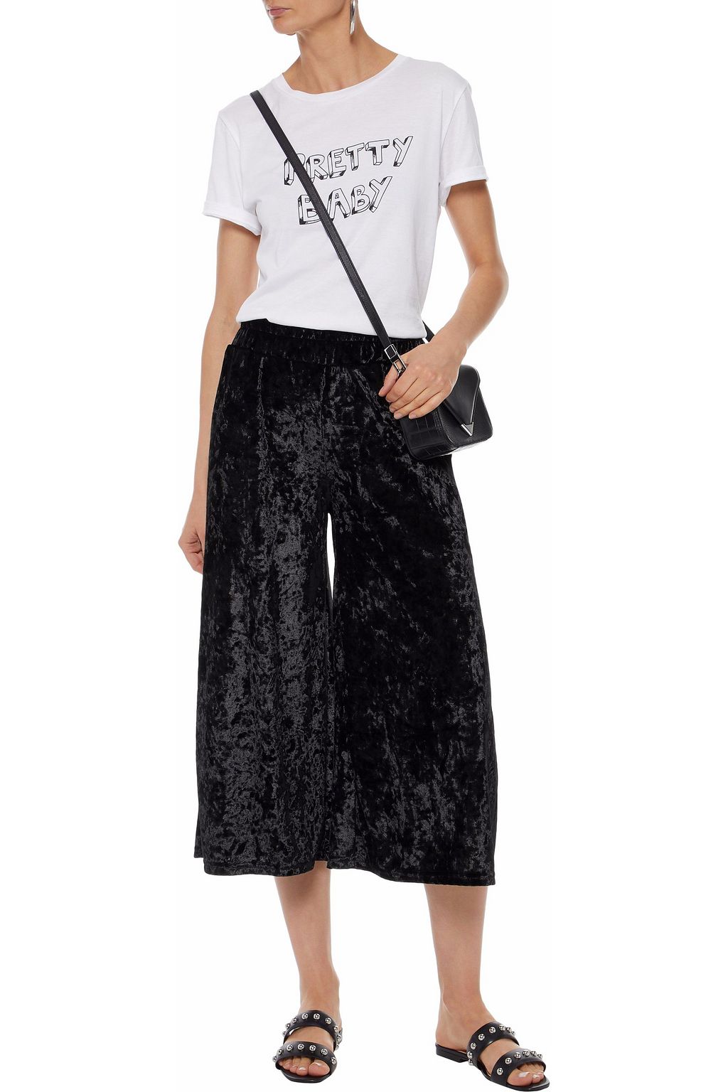 crushed velvet wide leg pants