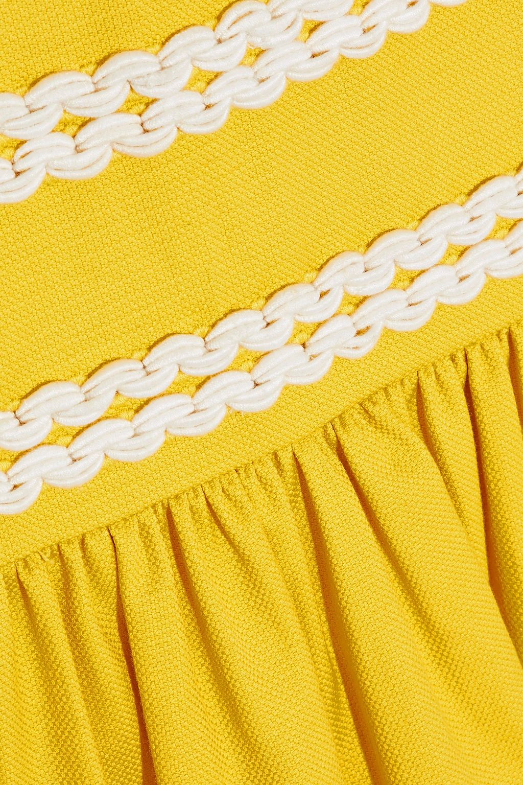 REDVALENTINO فستان من القطن المضموم بحبكة السلّة مزيّن بالنسيج المحبوك