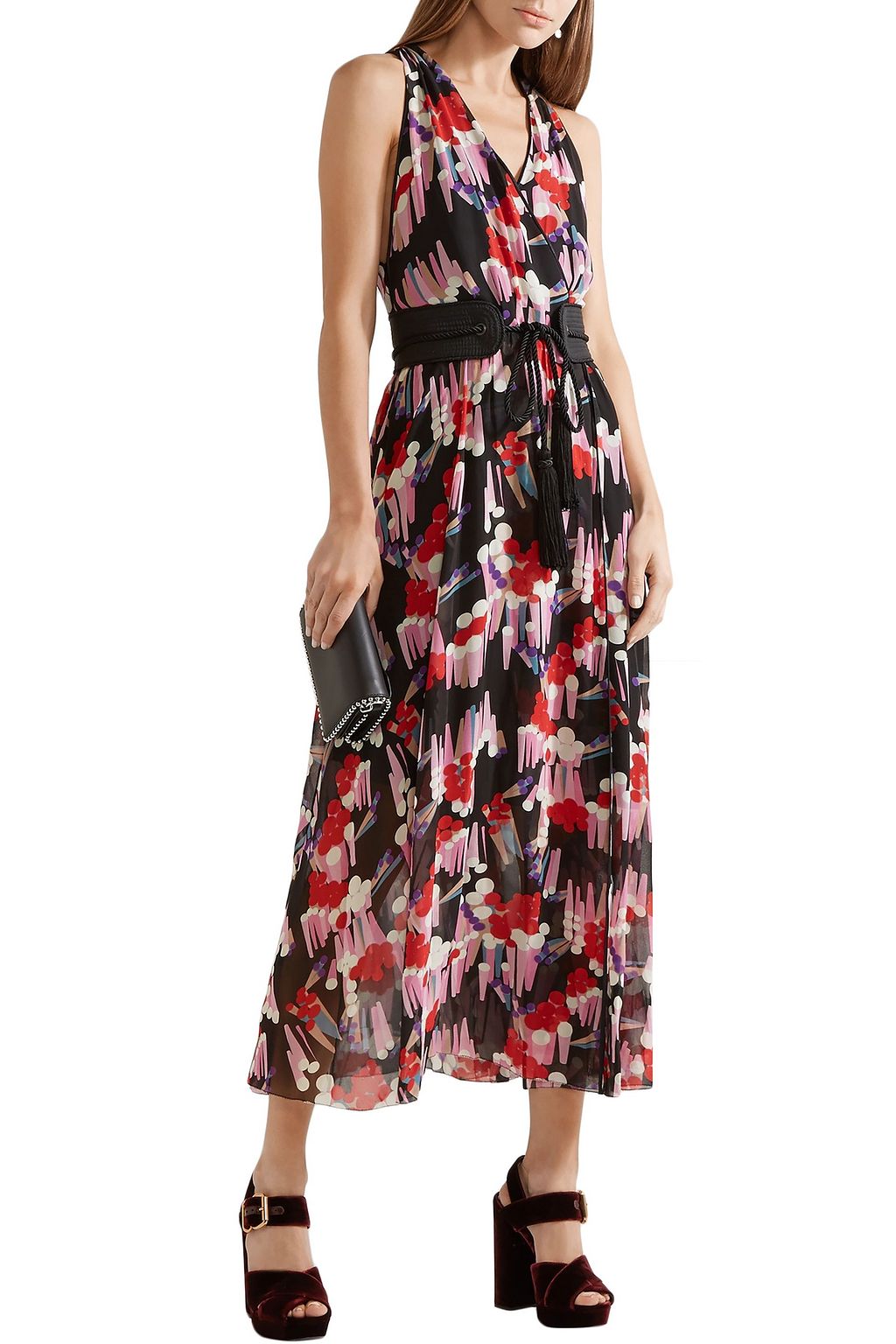 MARC JACOBS Belted printed silk-georgette wrap dress