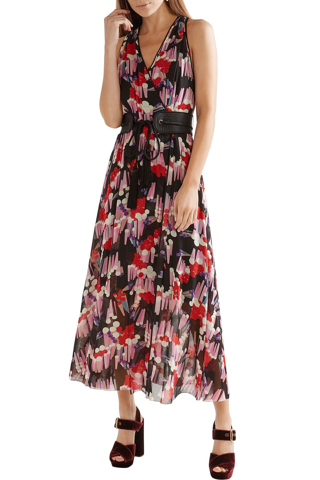 MARC JACOBS Belted printed silk-georgette wrap dress