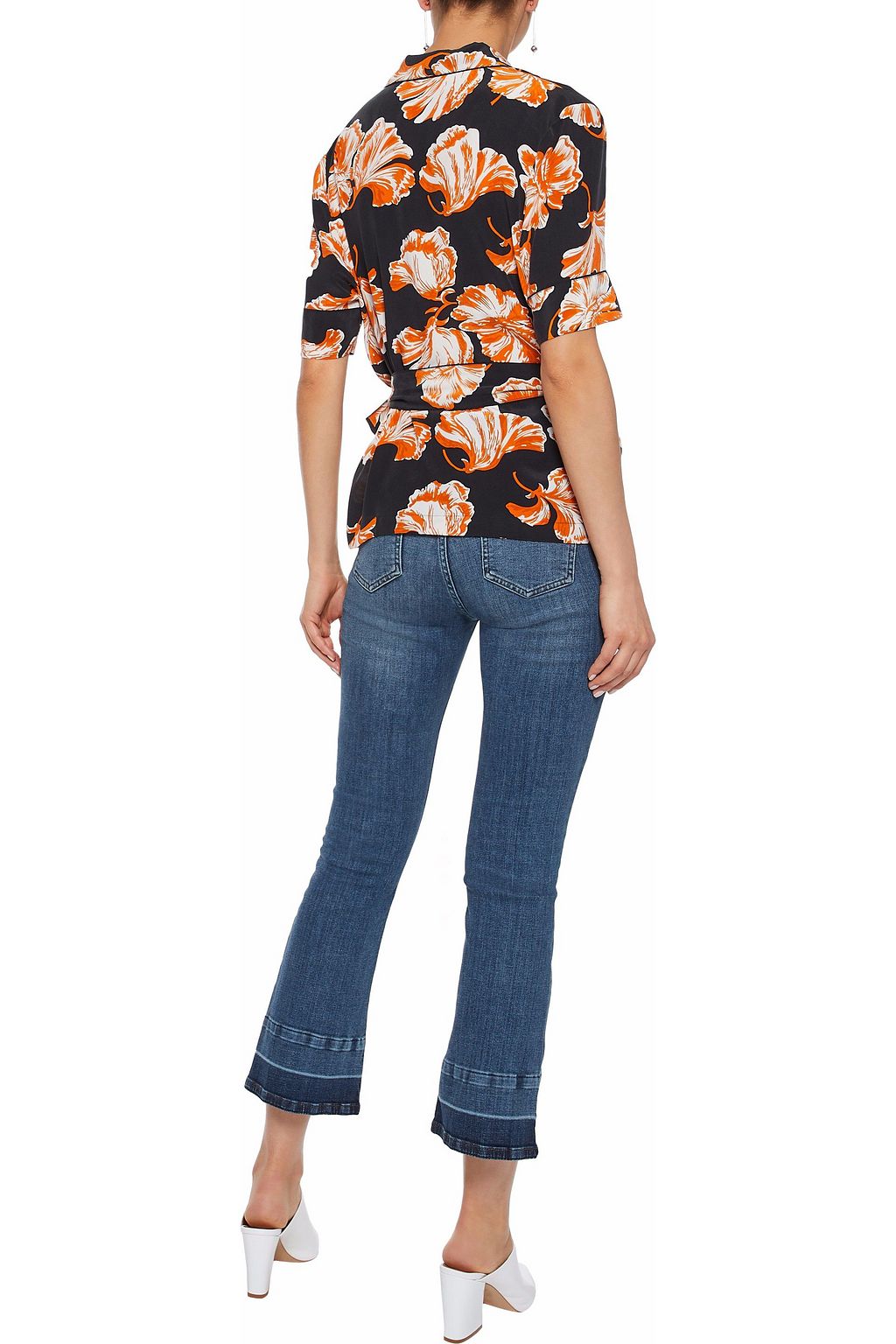 VICTORIA, VICTORIA BECKHAM Faded mid-rise kick-flare jeans