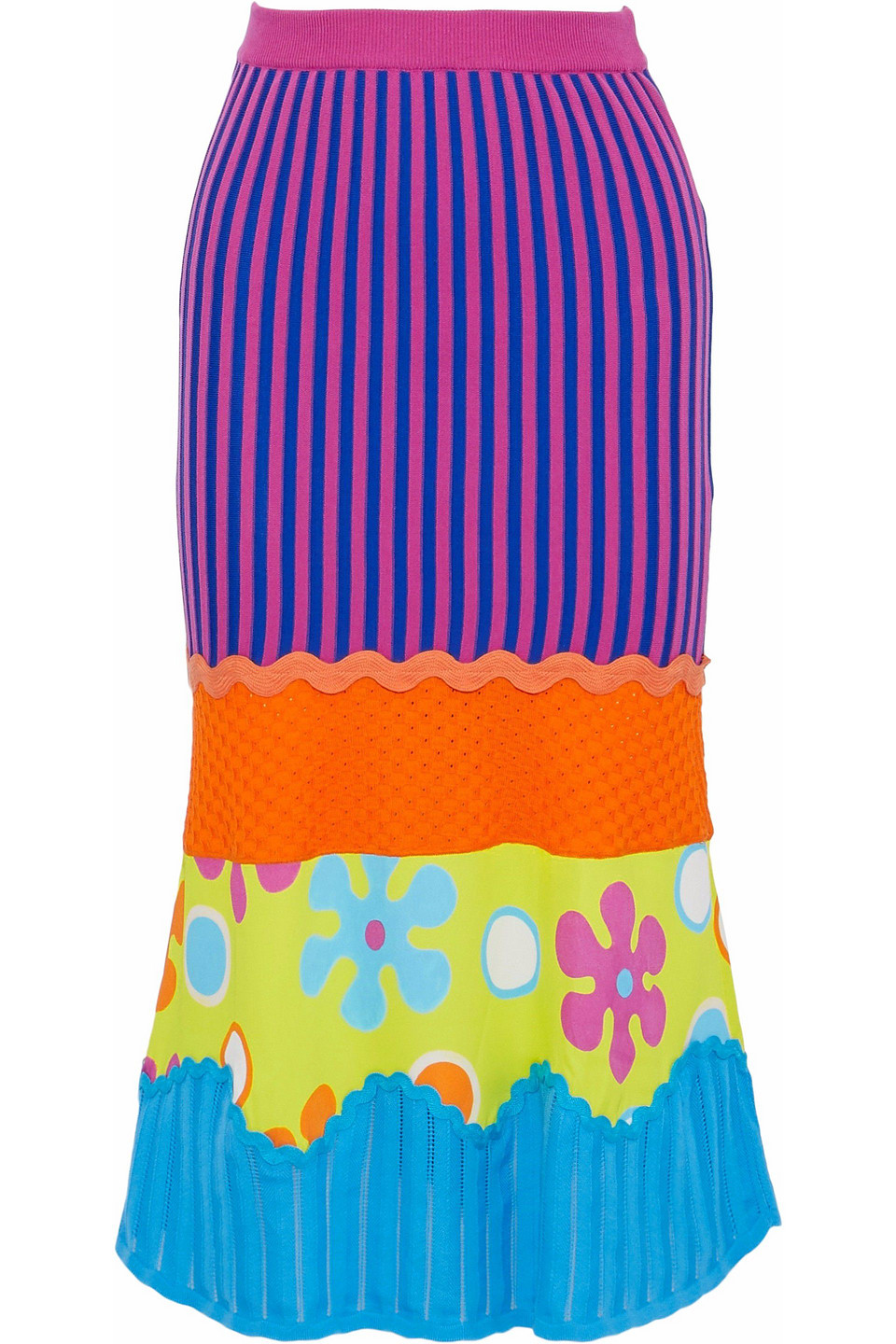 moschino - paneled cotton midi skirt - multicolor - it 40