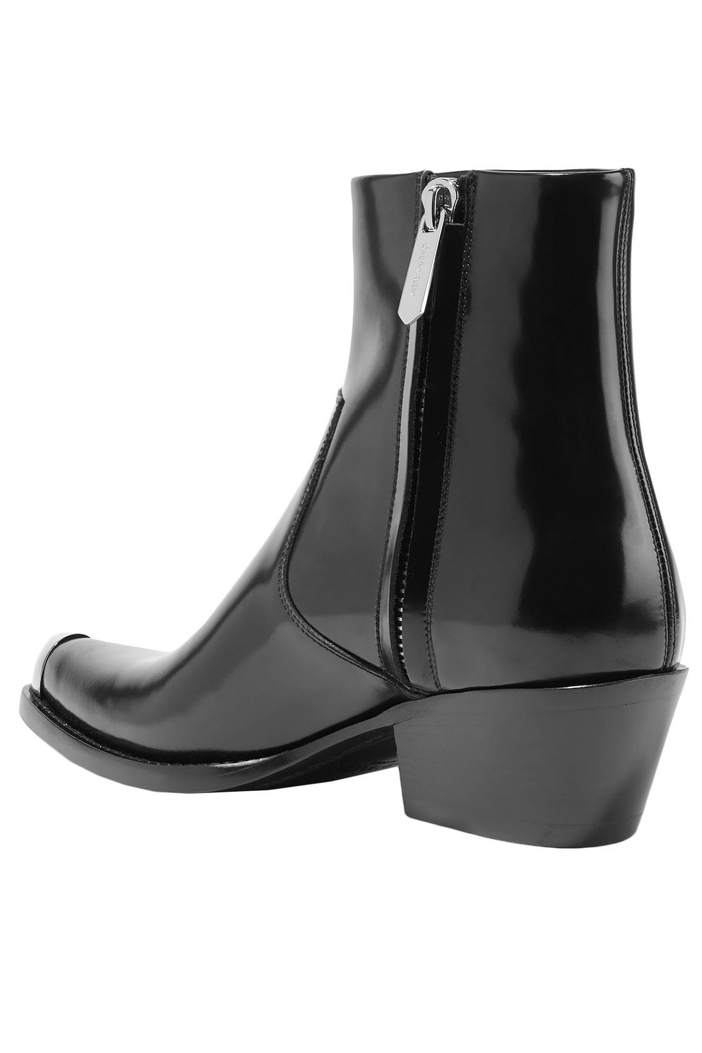 CALVIN KLEIN 205W39NYC Tex Chiara glossed-leather ankle boots