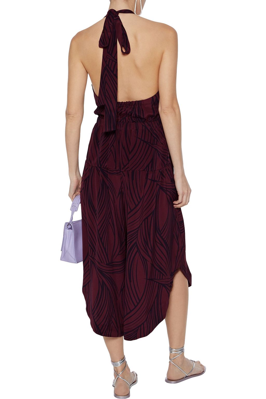TIBI Cropped printed silk halterneck jumpsuit