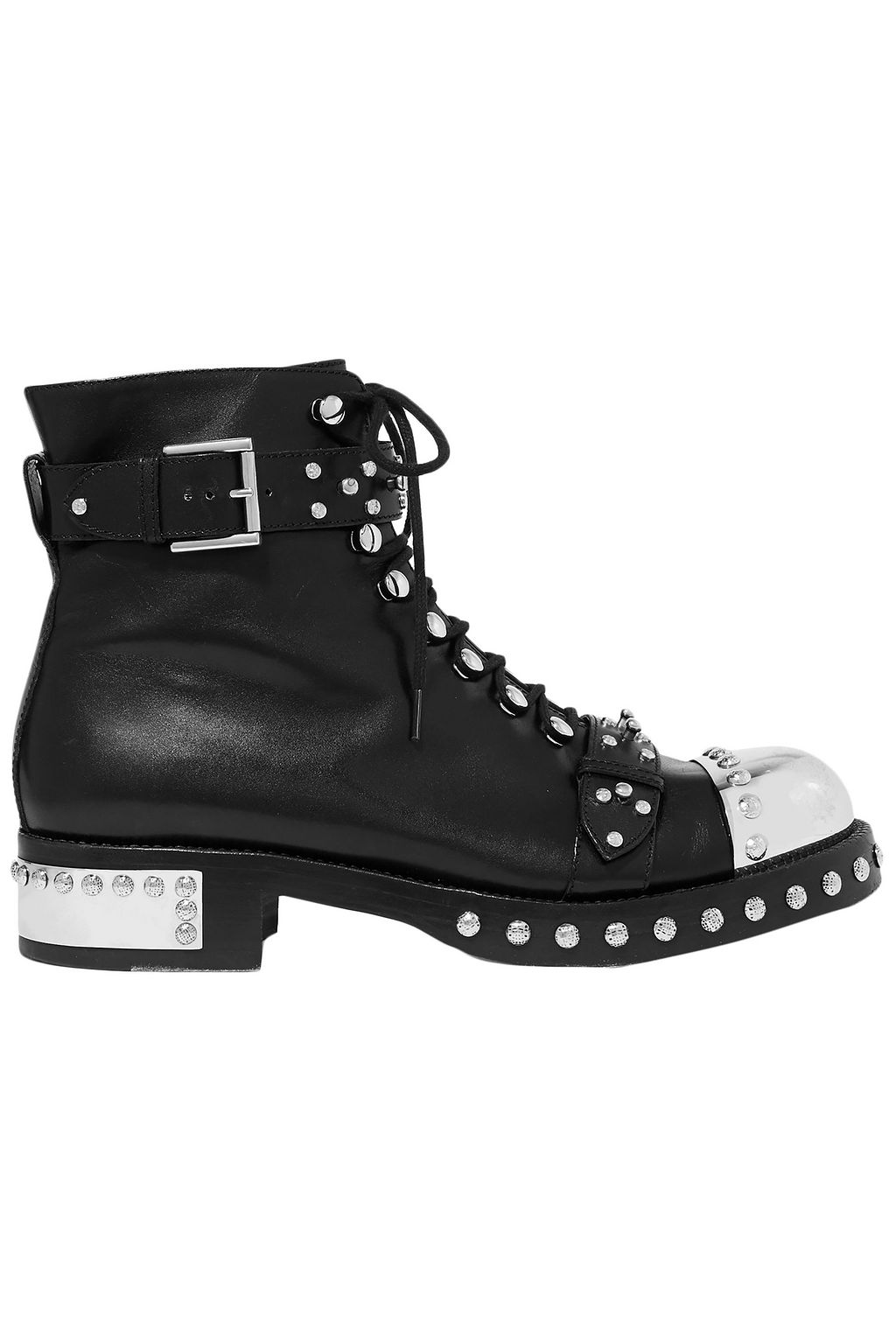 Hobnail studded leather ankle boots 