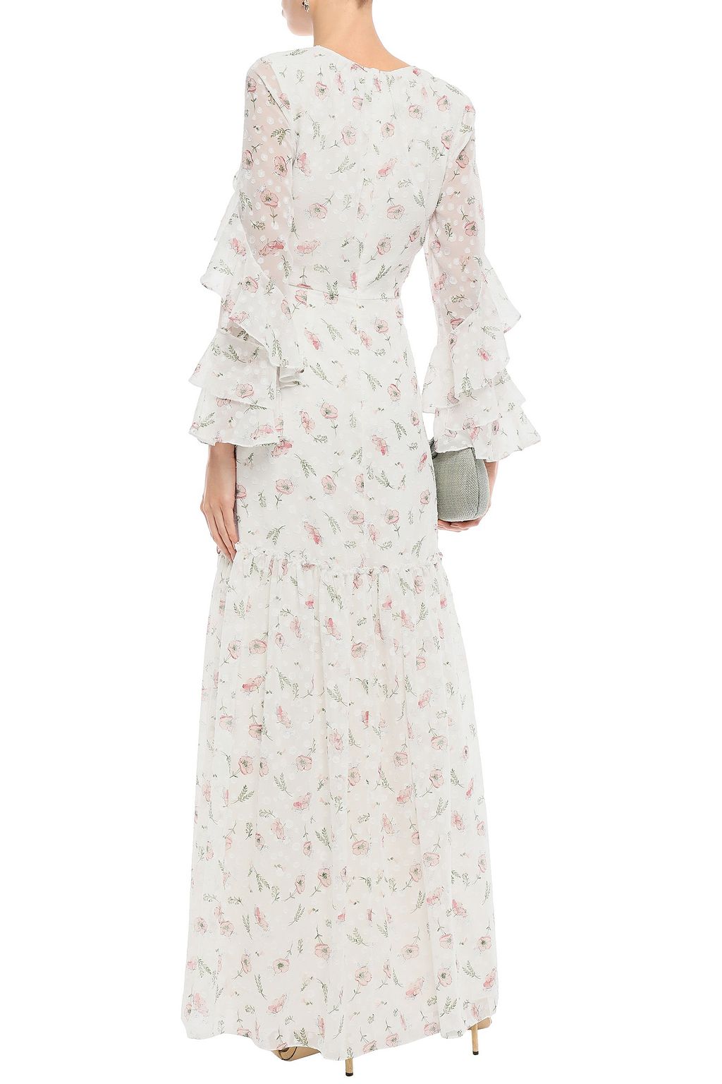 MIKAEL AGHAL Ruffled floral-print fil coupé chiffon maxi dress