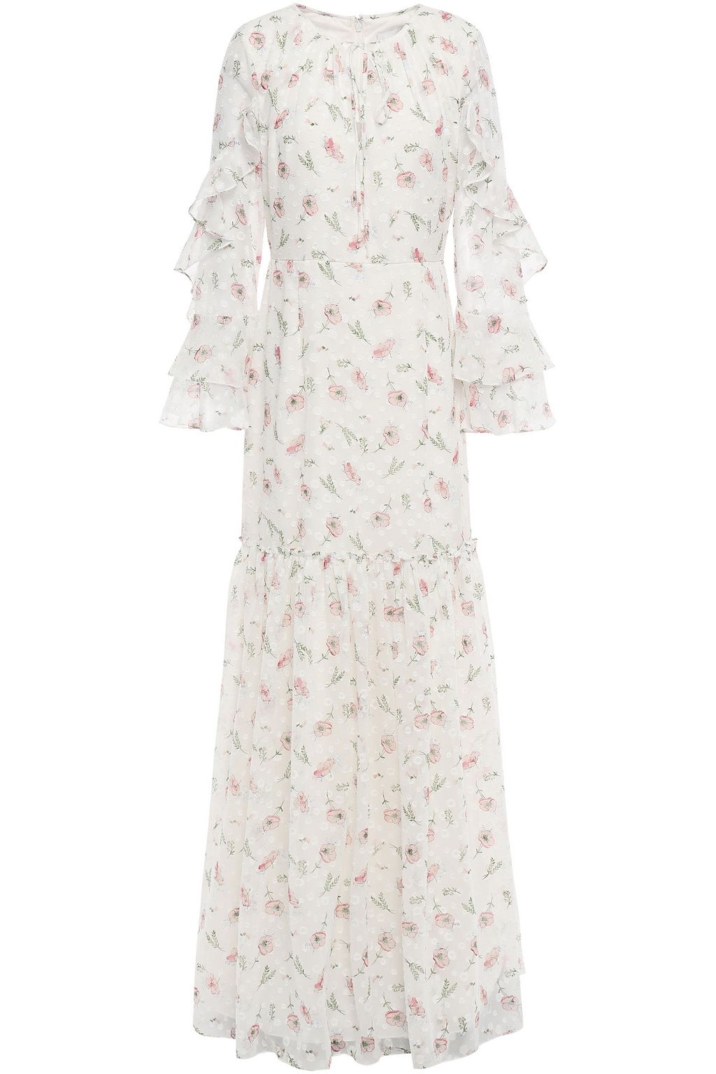 ruffle floral maxi dress