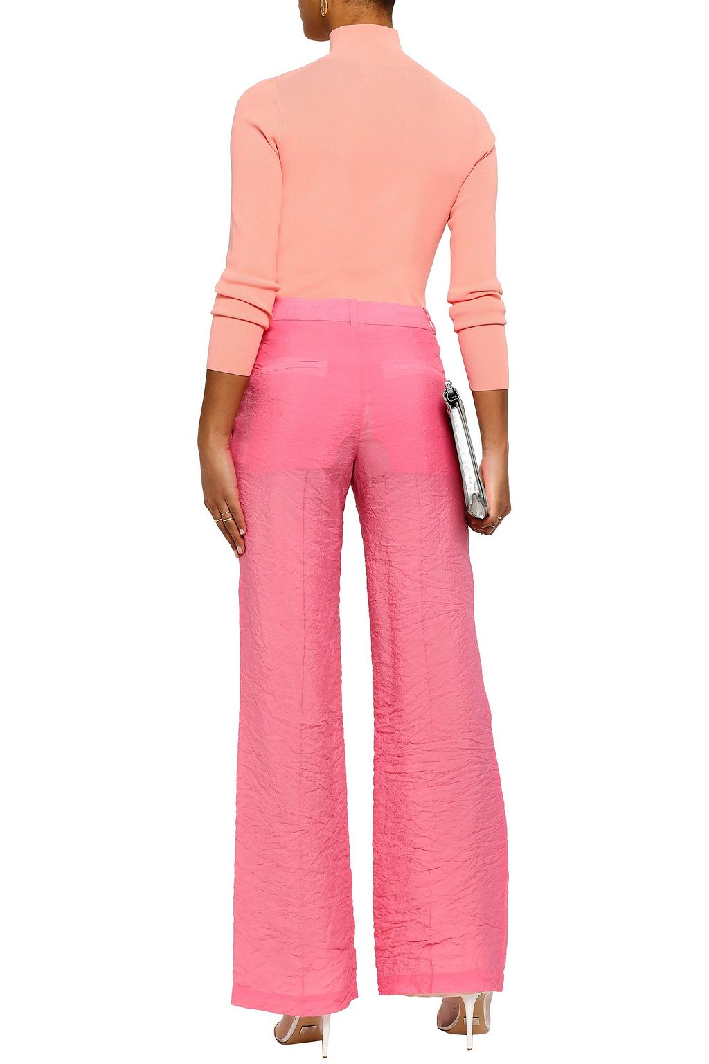 VICTORIA BECKHAM Crushed-woven wide-leg pants