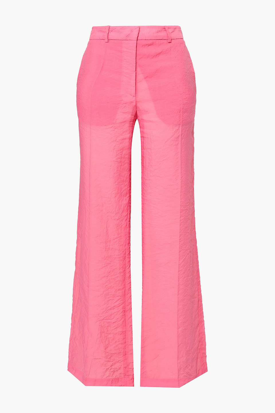 Crushed-woven wide-leg pants