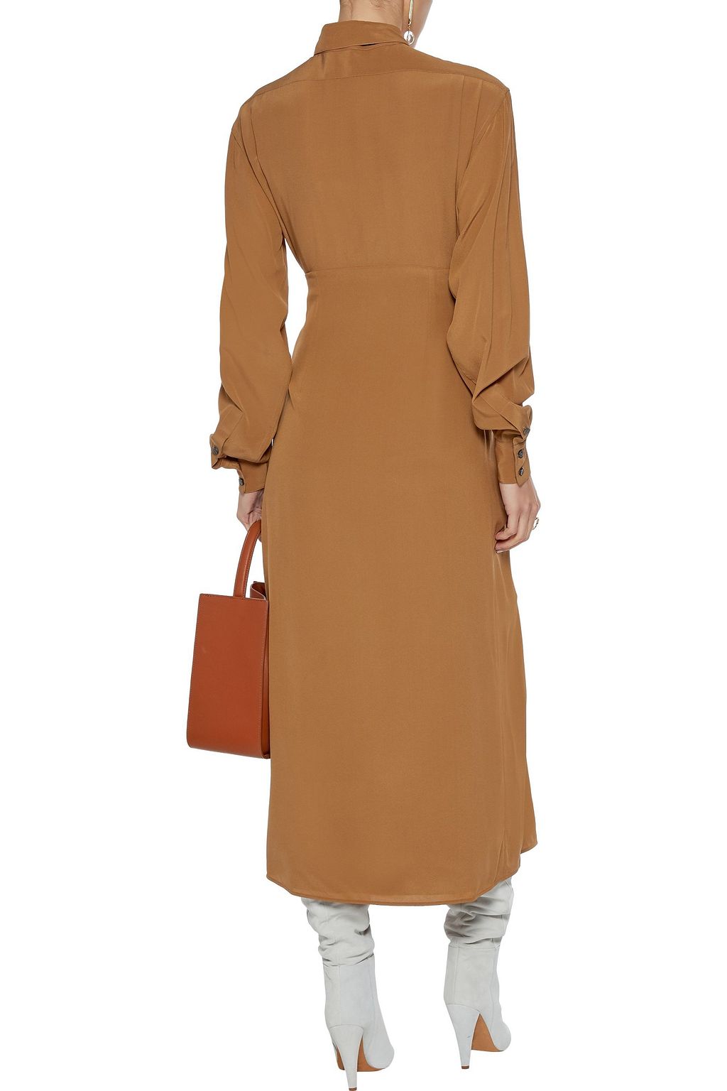 VICTORIA BECKHAM Layered pleated silk crepe de chine midi dress