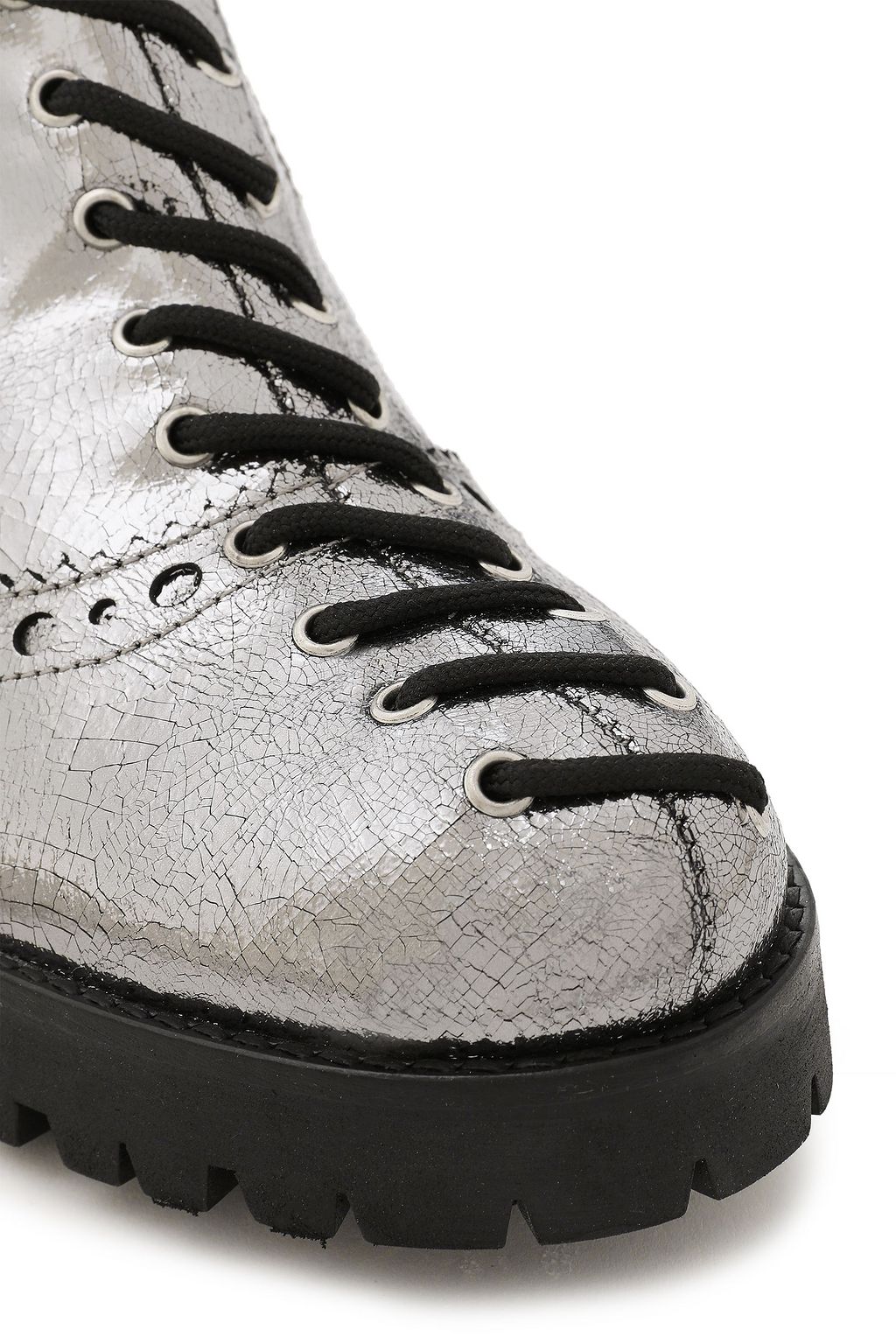 MCQ ALEXANDER MCQUEEN Hanna metallic cracked-leather platform ankle boots
