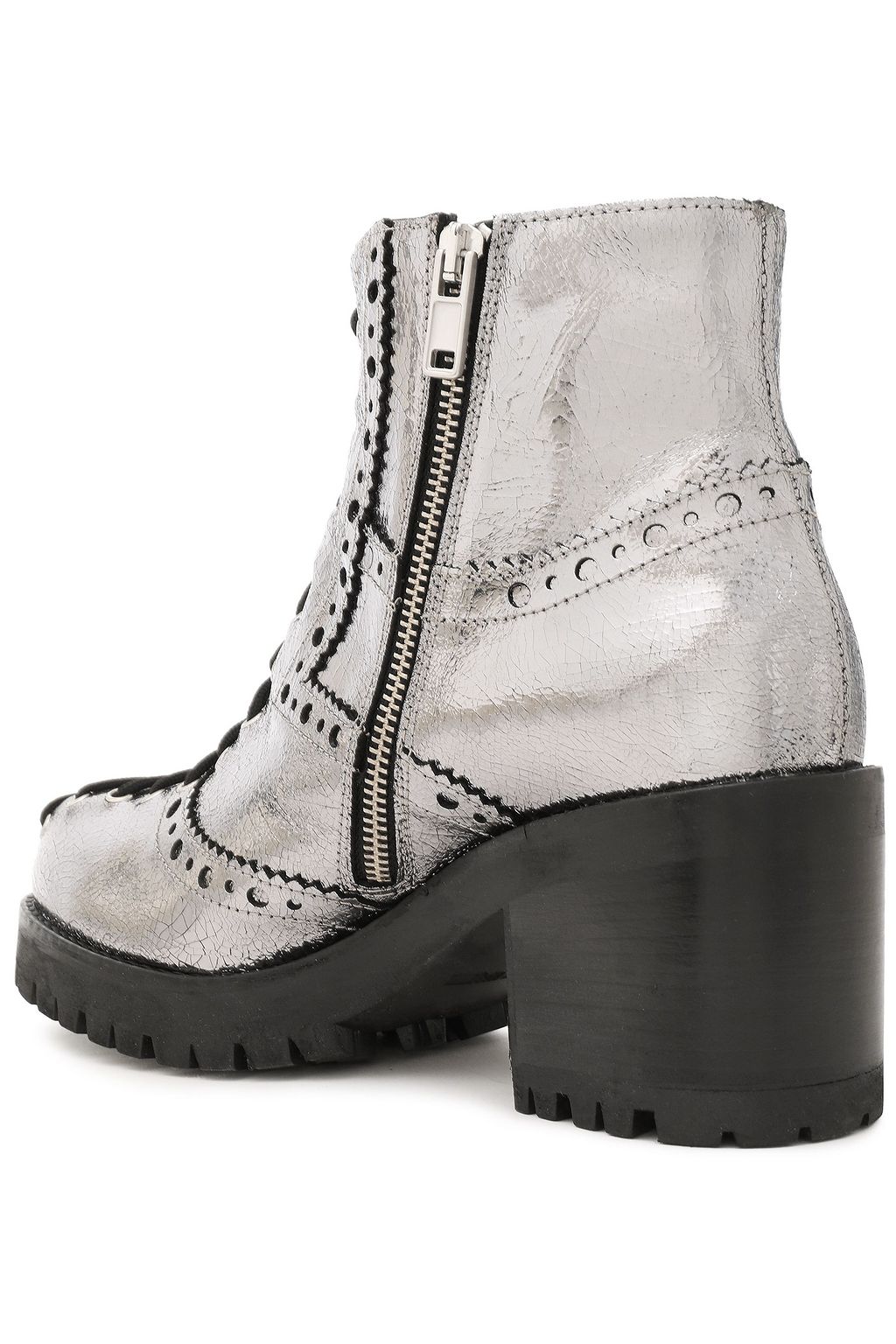 MCQ ALEXANDER MCQUEEN Hanna metallic cracked-leather platform ankle boots