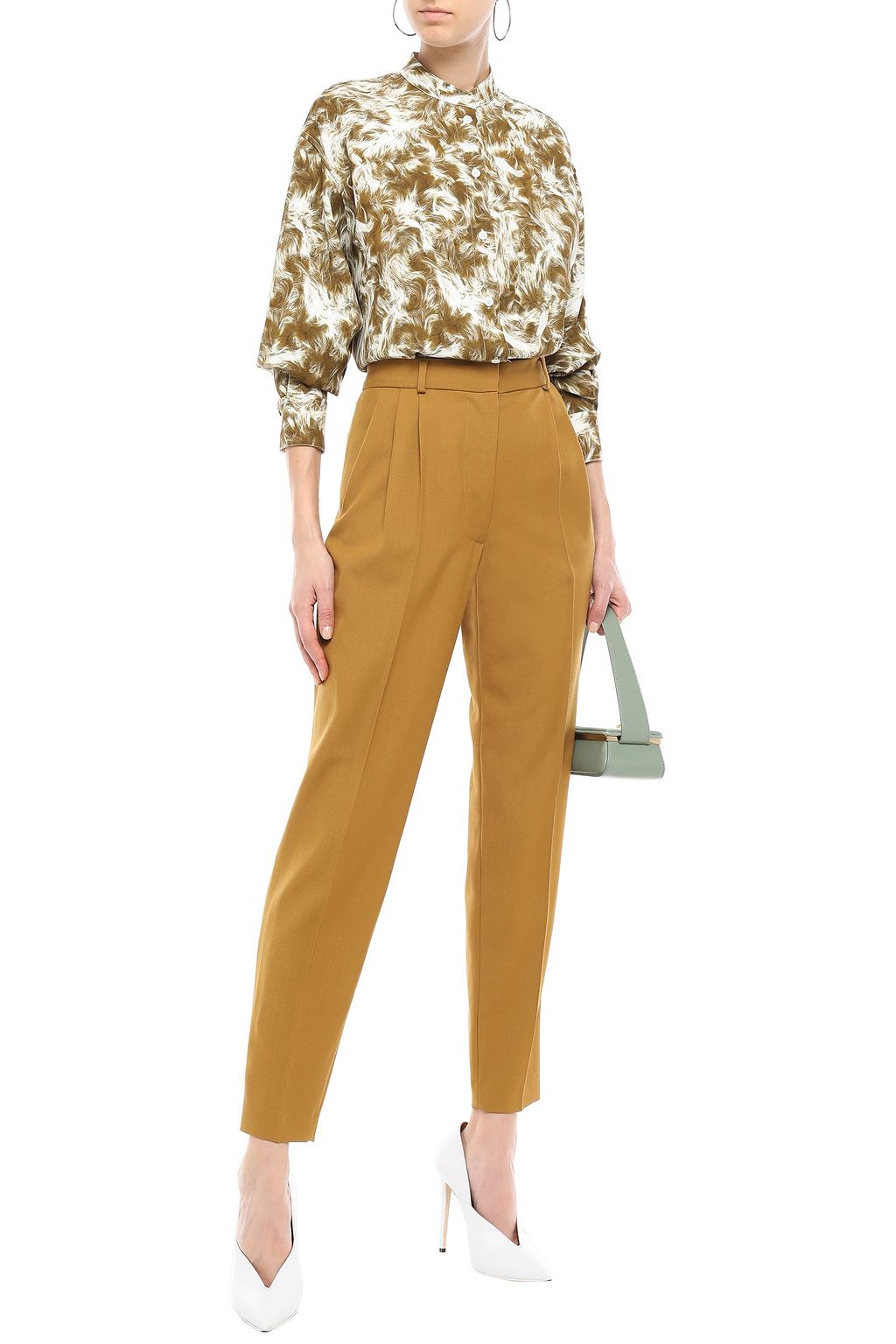 VICTORIA BECKHAM Printed stretch-crepe shirt