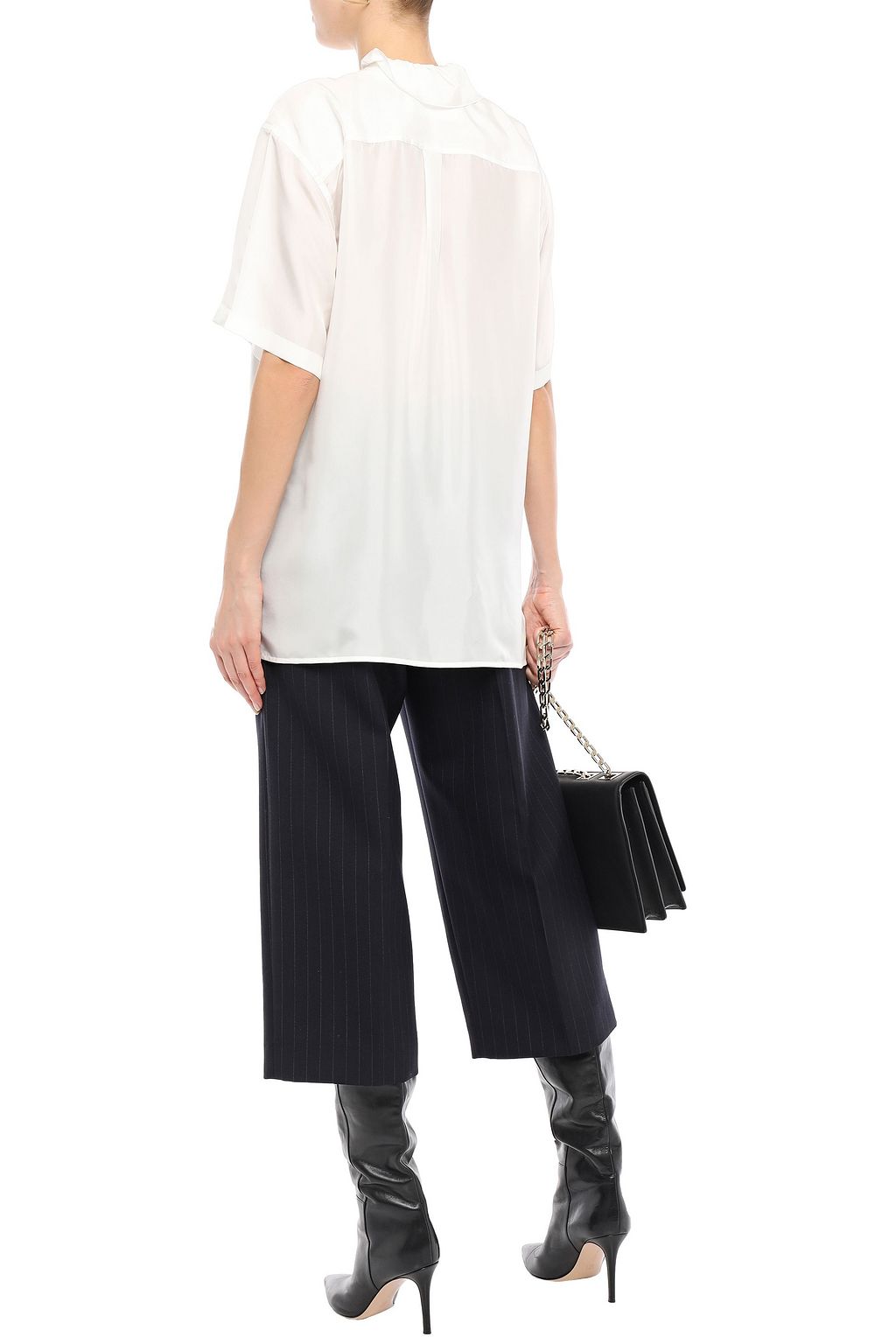VICTORIA BECKHAM Ruched ruffled silk-habotai top