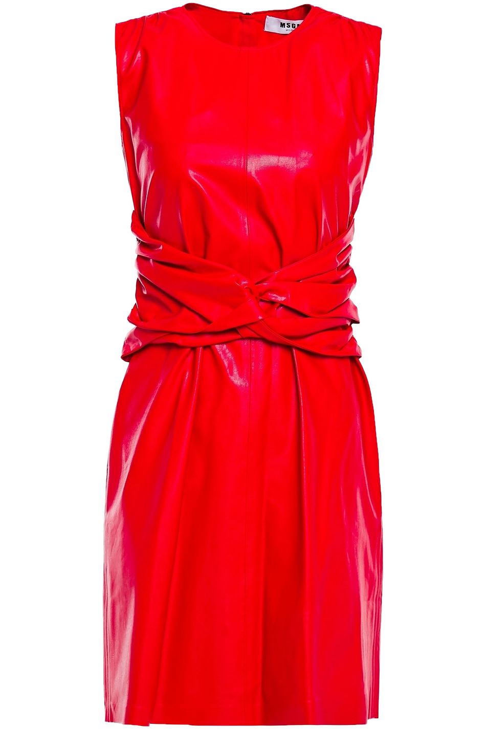 red faux leather dress