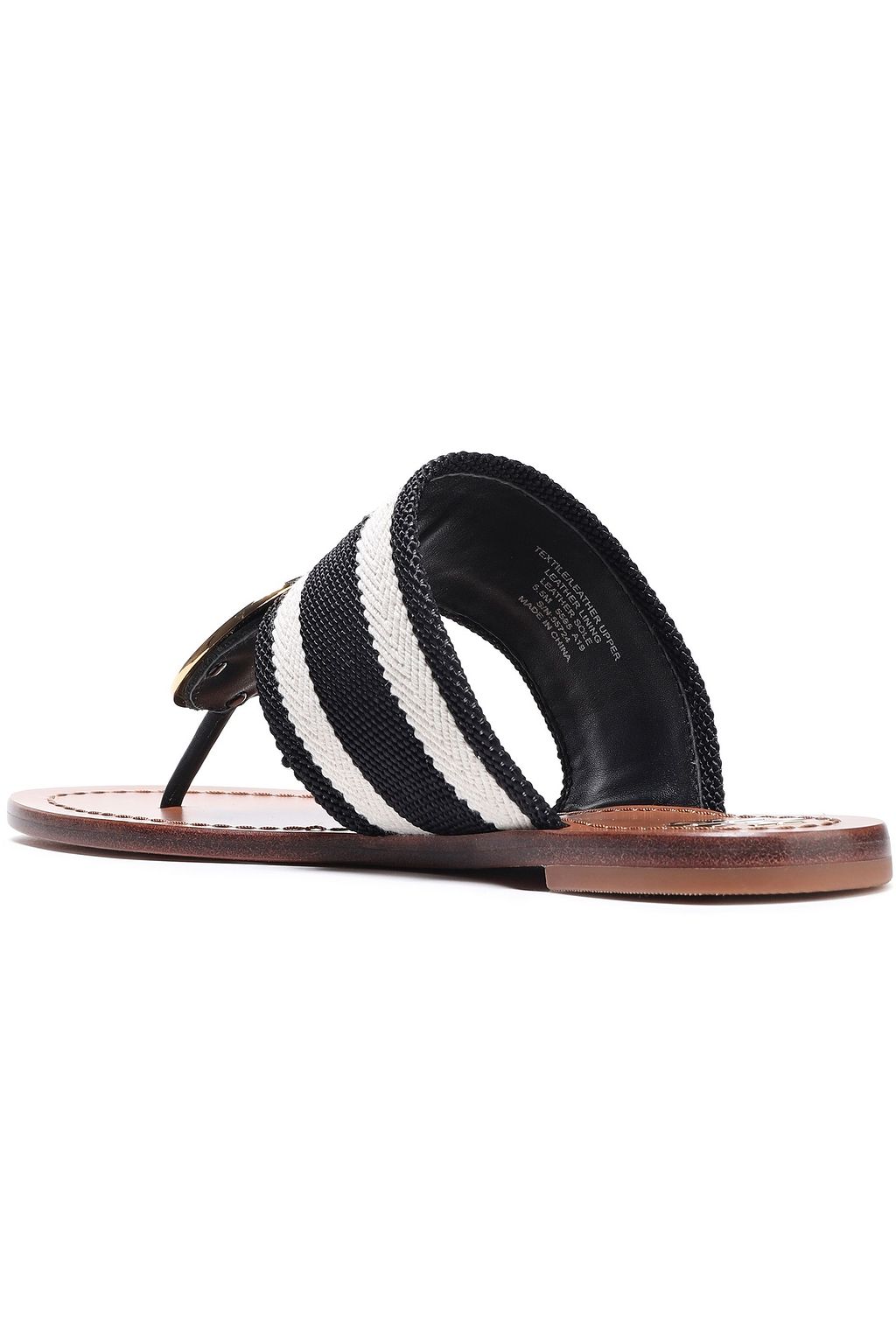 TORY BURCH Embellished striped canvas sandals