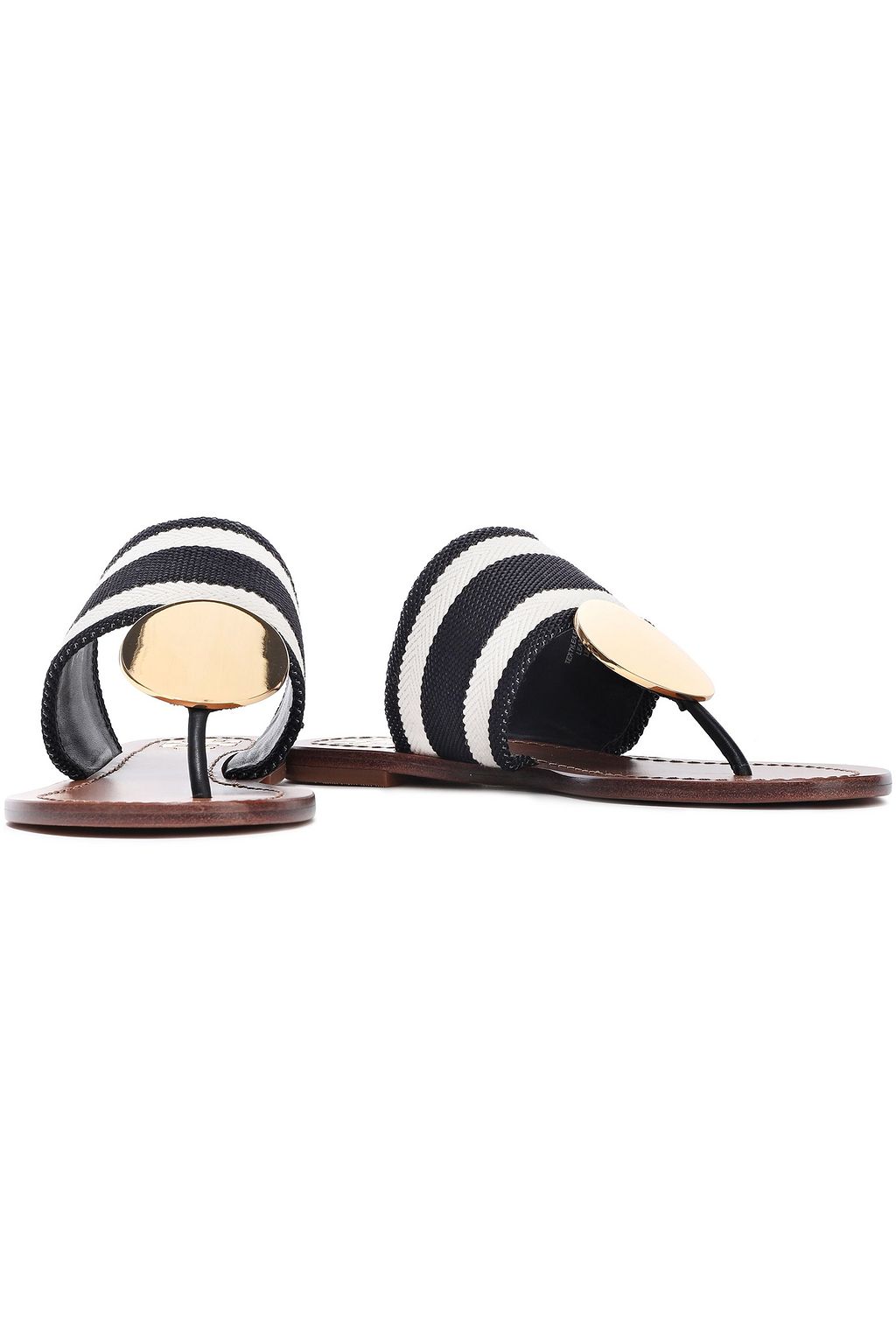 TORY BURCH Embellished striped canvas sandals