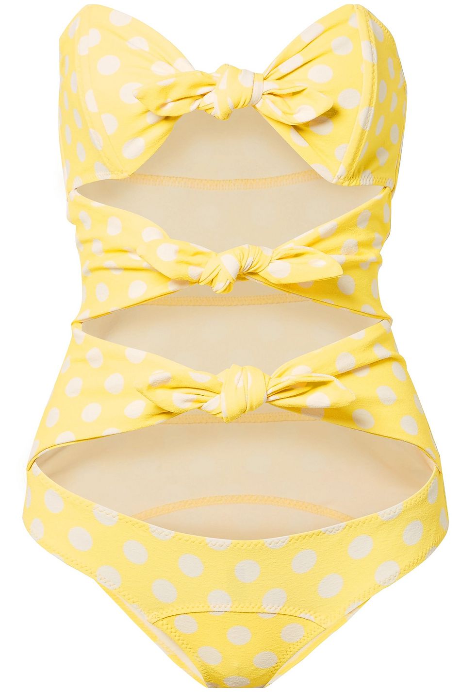 yellow polka dot swimwear
