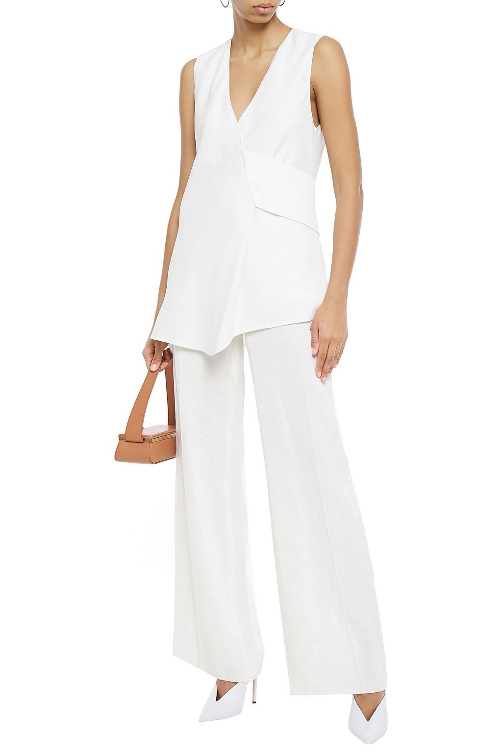 VICTORIA BECKHAM Asymmetic wrap-effect satin-crepe top