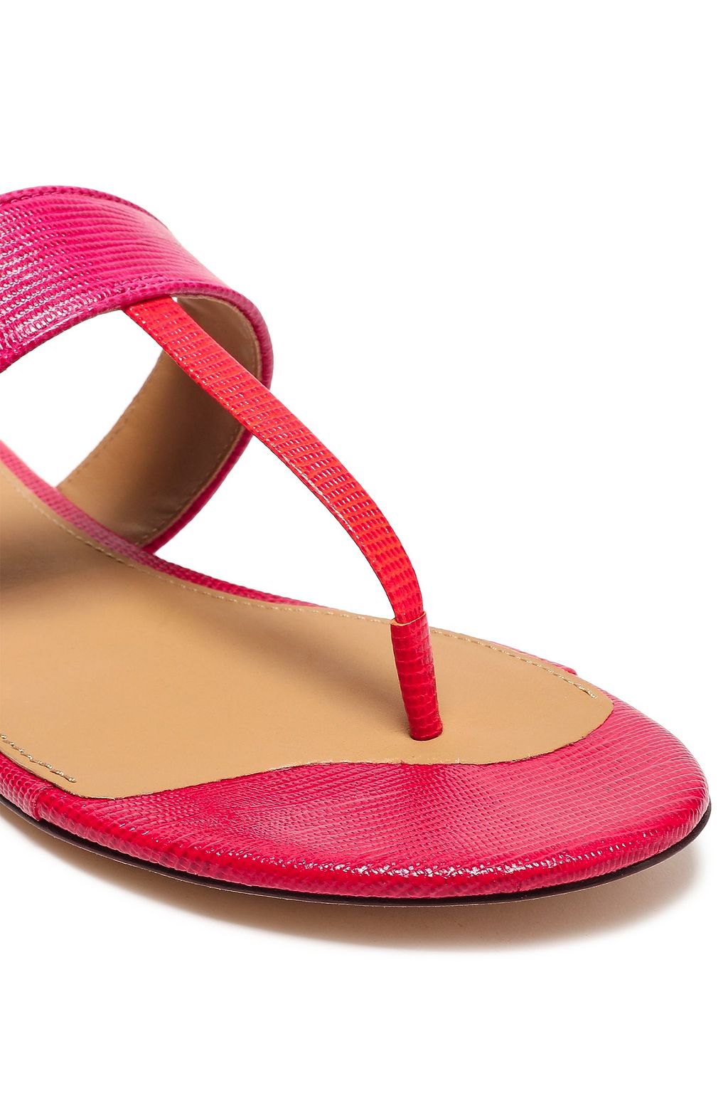 TORY BURCH Logo-embellished lizard-effect leather slides