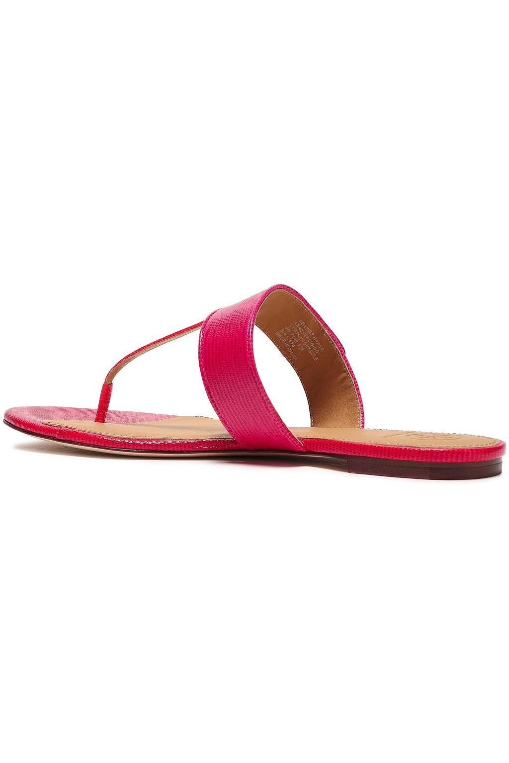 TORY BURCH Logo-embellished lizard-effect leather slides