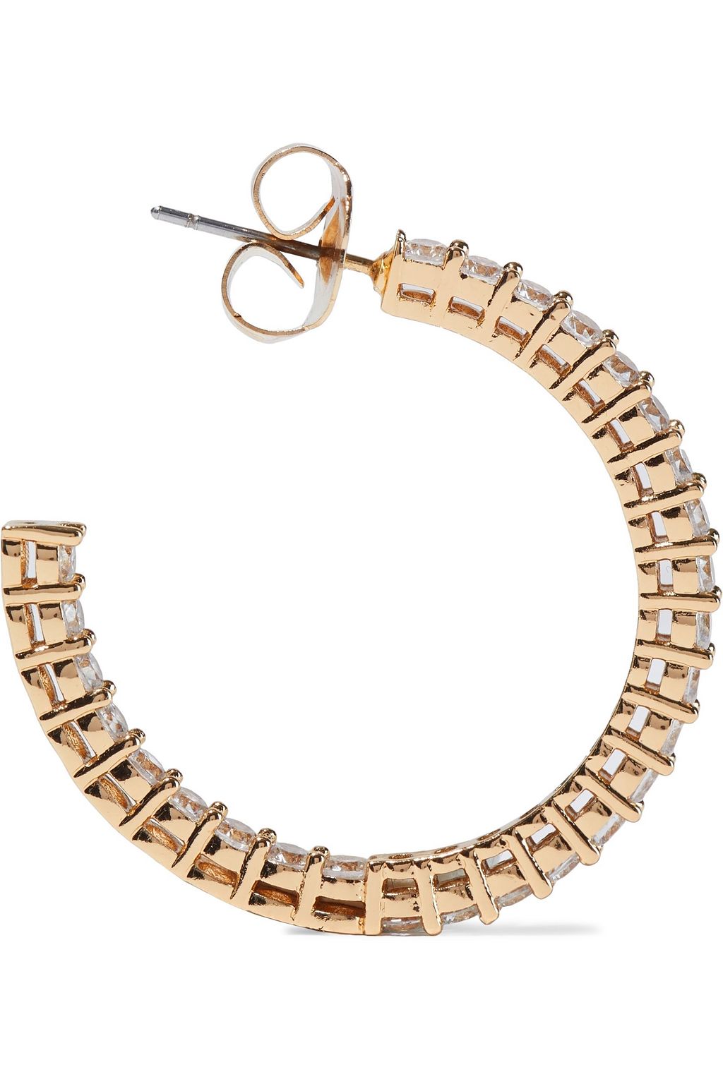 CZ BY KENNETH JAY LANE 14-karat gold-plated crystal hoop earrings