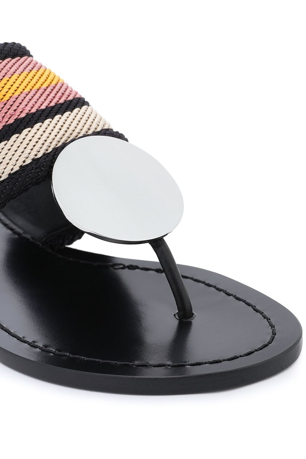 TORY BURCH Embellished striped canvas sandals