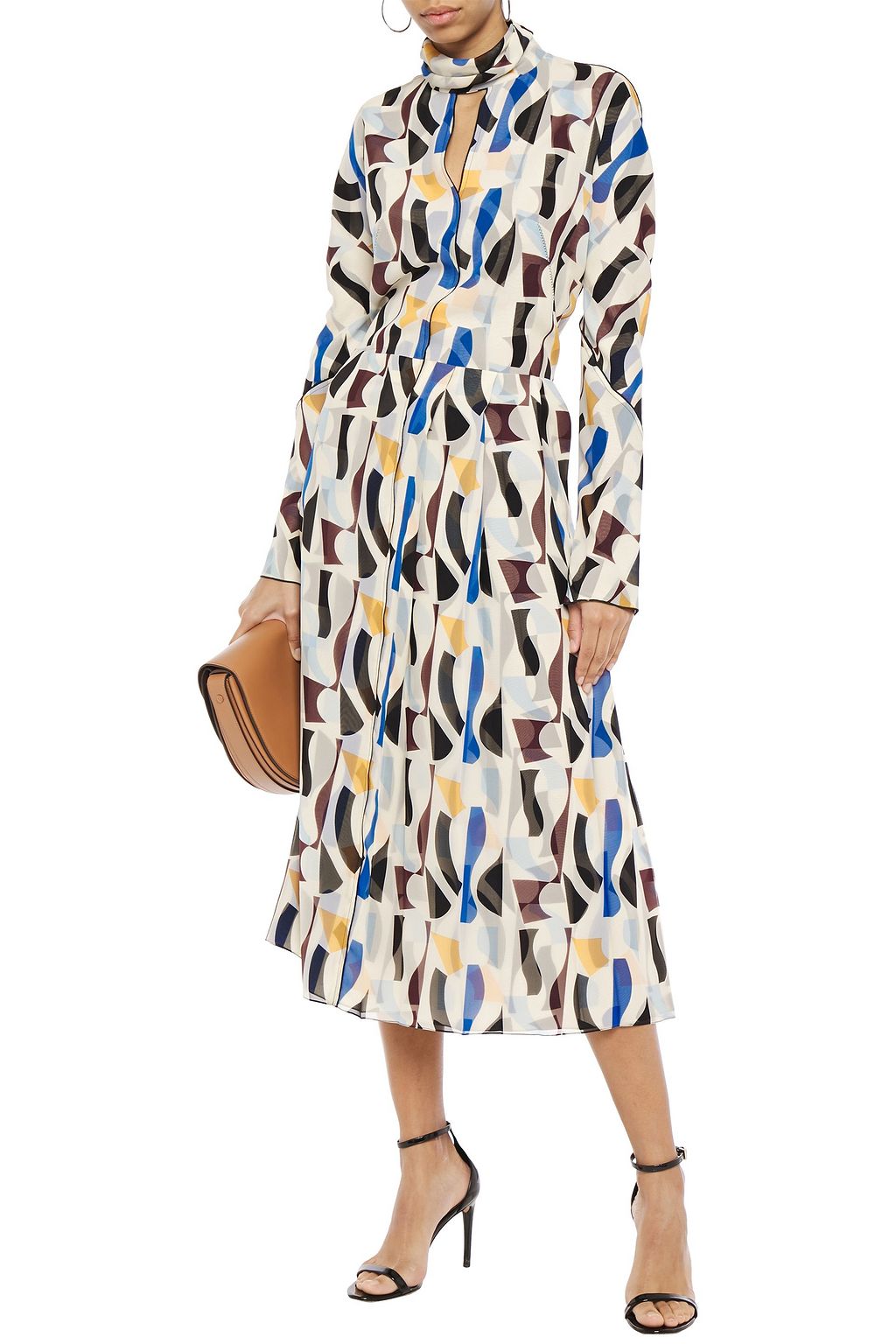 VICTORIA BECKHAM Cutout printed crepe de chine midi dress