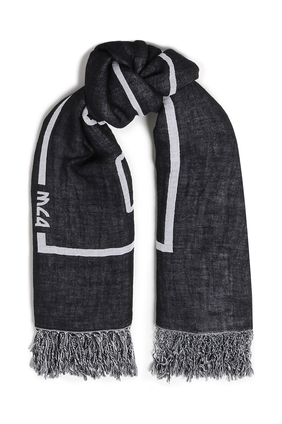 McQ Alexander McQueen Fringe-trimmed printed cotton and linen-blend scarf