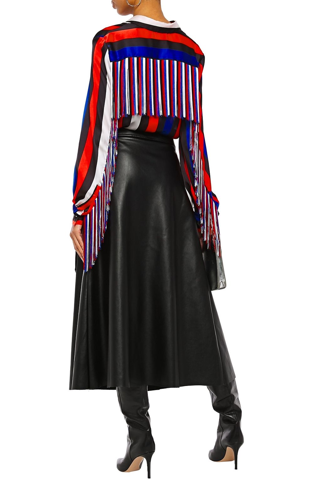 MSGM قميص من الساتان المخطط مزين بأشرطة