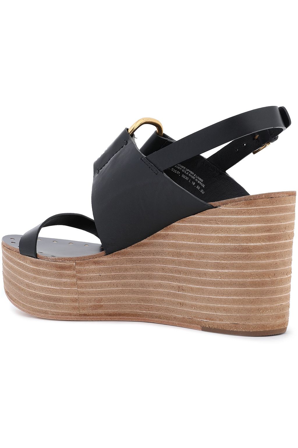 TORY BURCH Ring-embellished leather wedge sandals