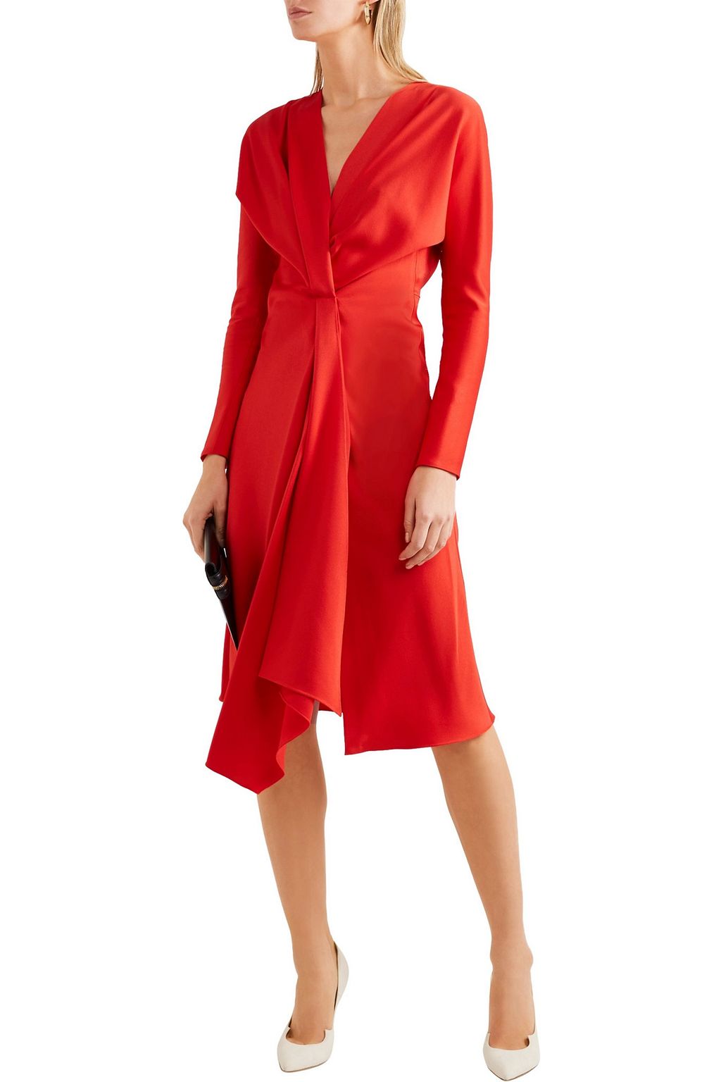 VICTORIA BECKHAM Wrap-effect satin-crepe dress