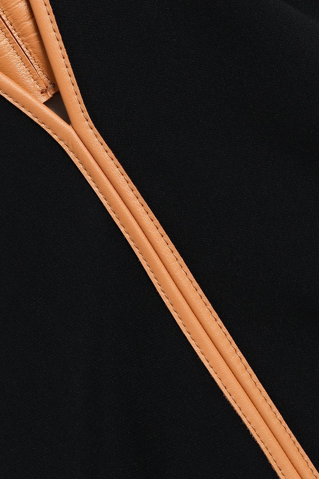 VICTORIA BECKHAM Open-back leather-trimmed crepe midi dress
