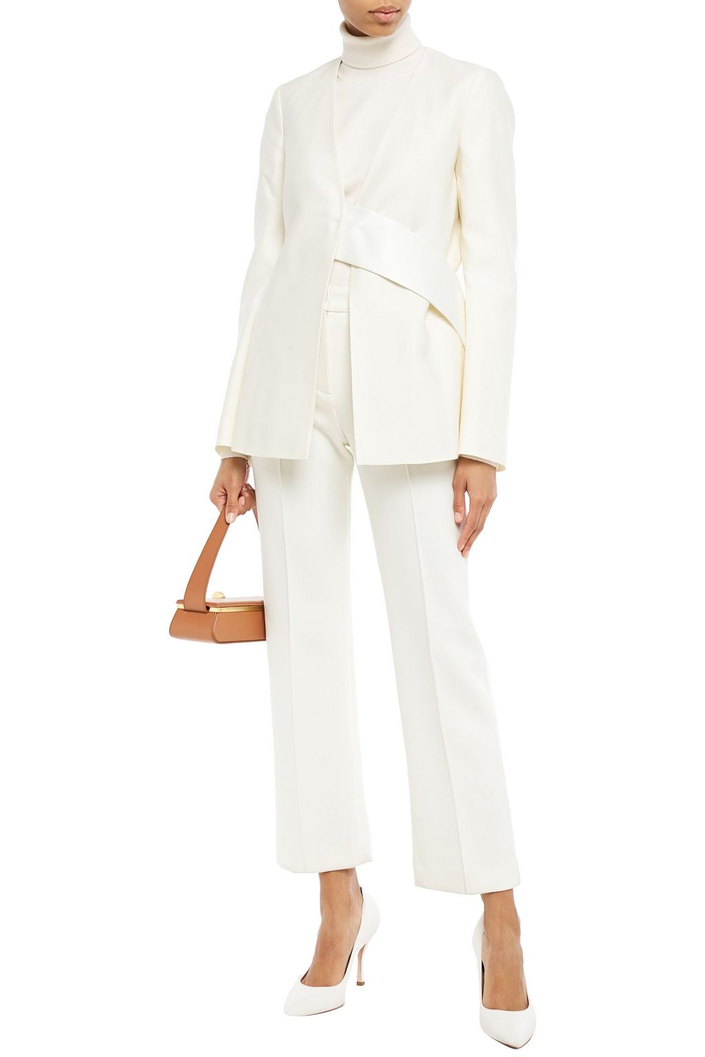 VICTORIA BECKHAM Belted wool and silk-blend shantung jacket