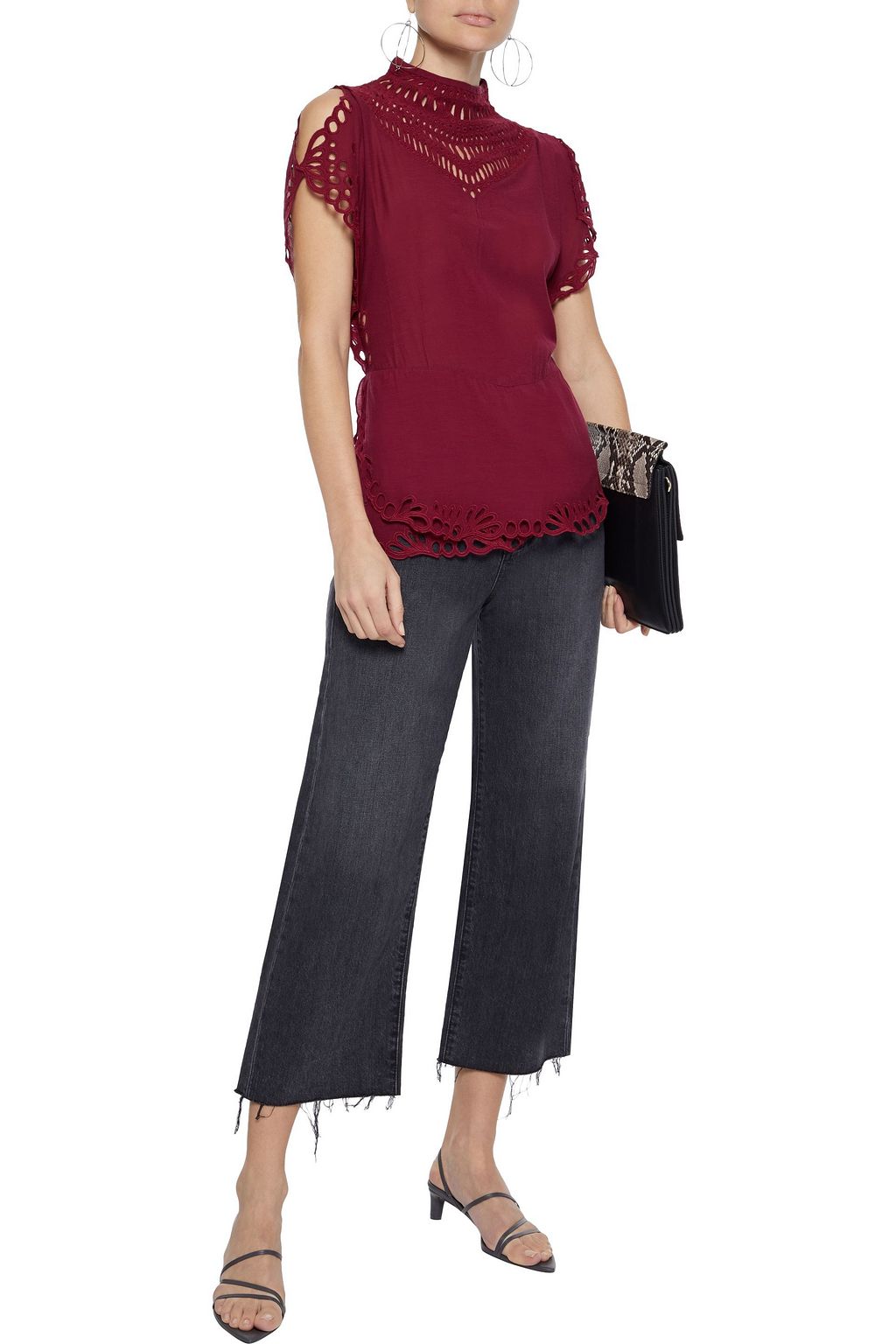 IRO Jalaspe broderie anglaise voile peplum top