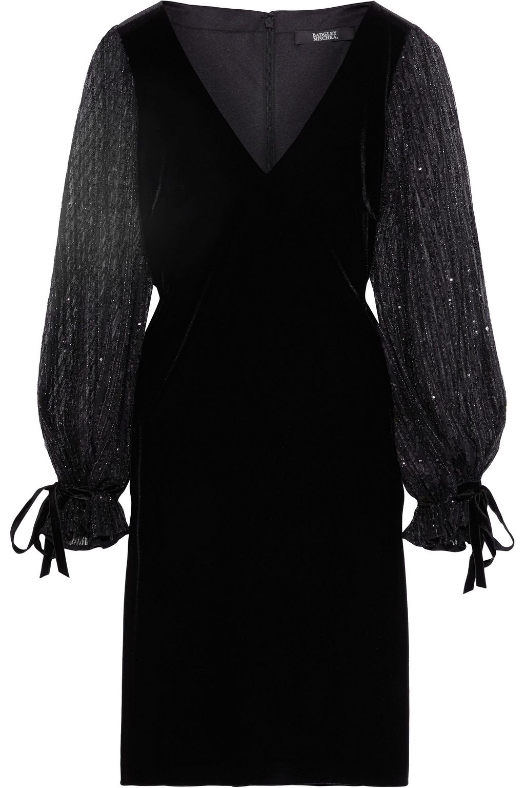 badgley mischka velvet sequin gown