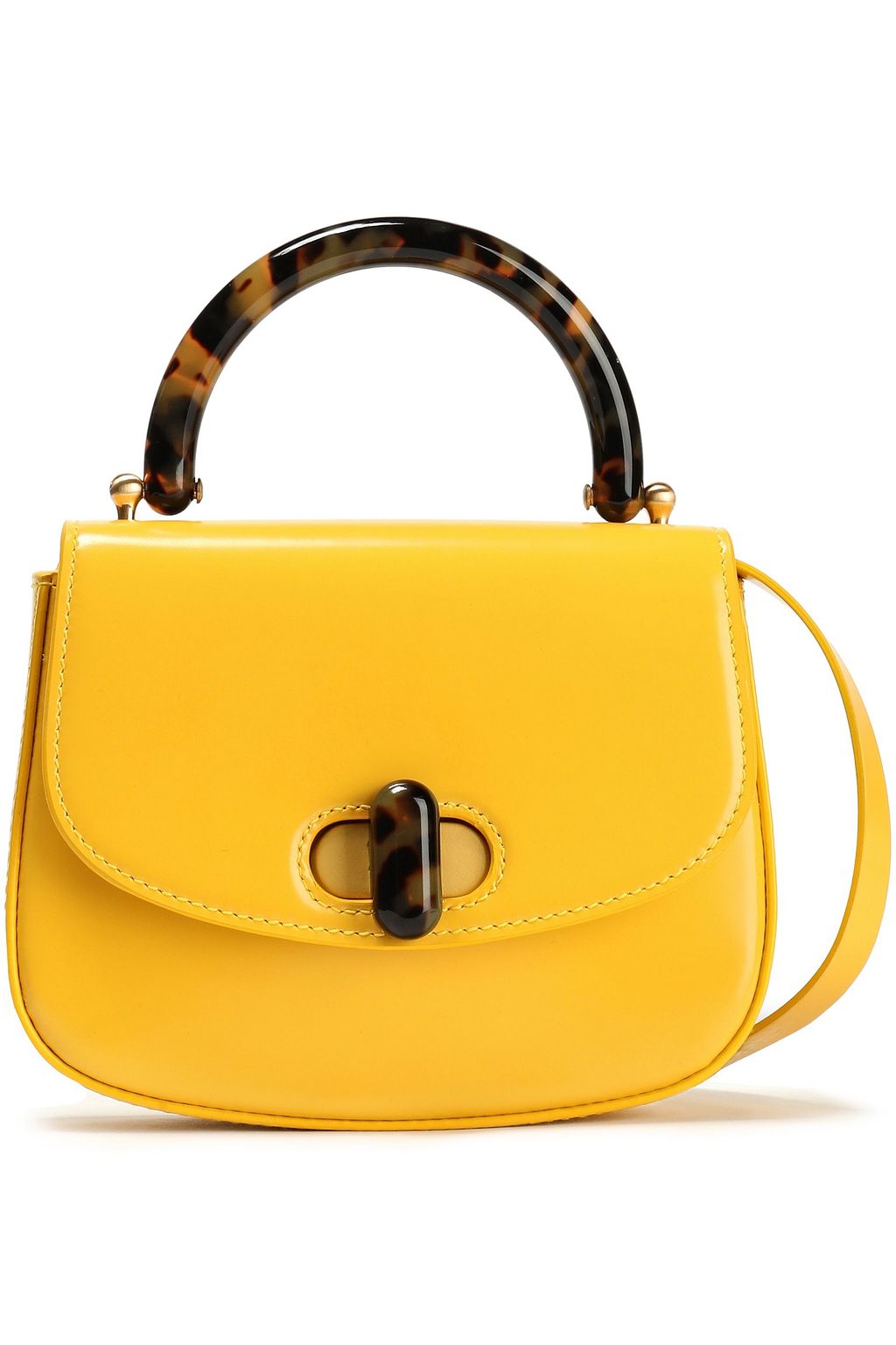 yellow leather shoulder bag