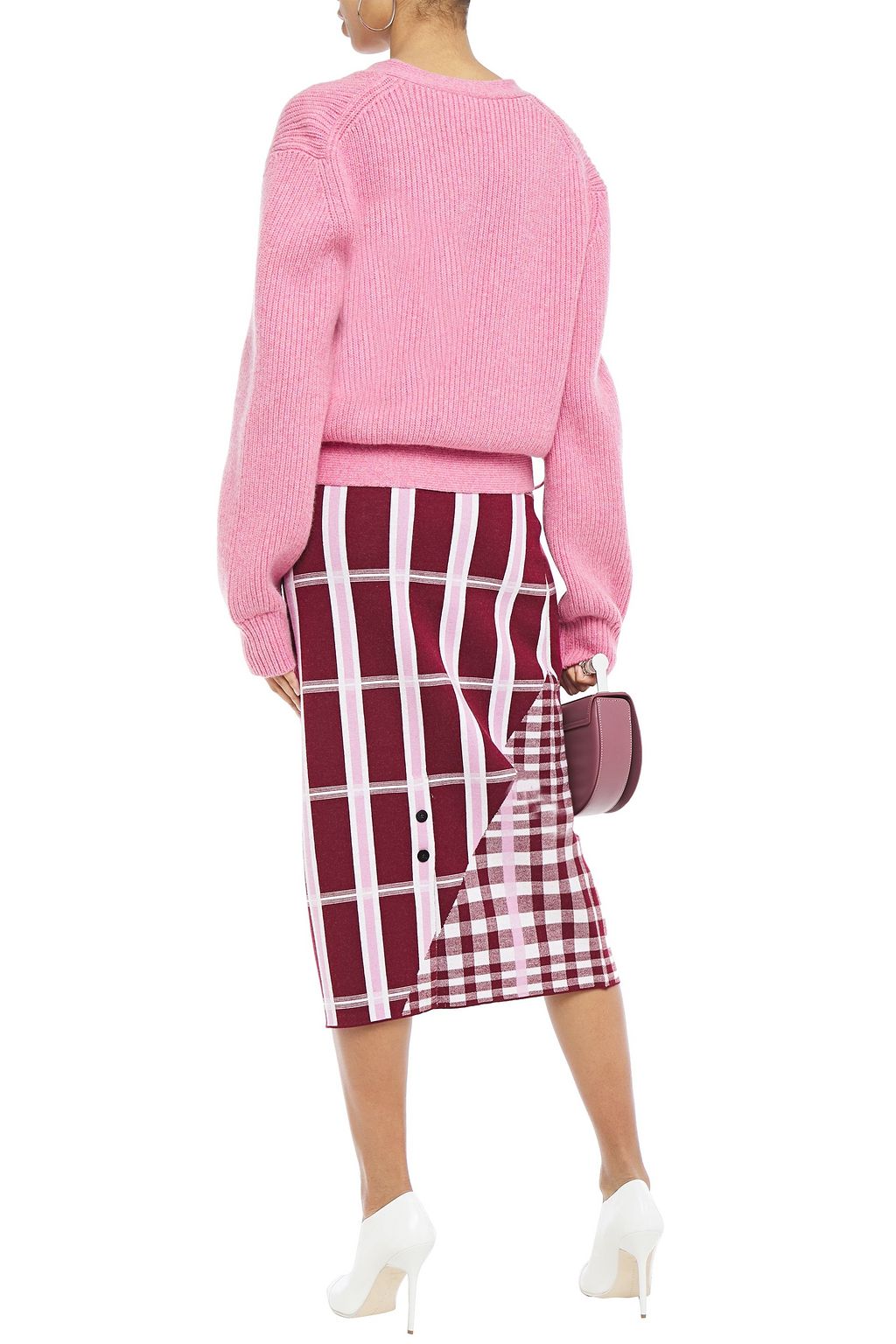 VICTORIA BECKHAM Jacquard-knit midi pencil skirt