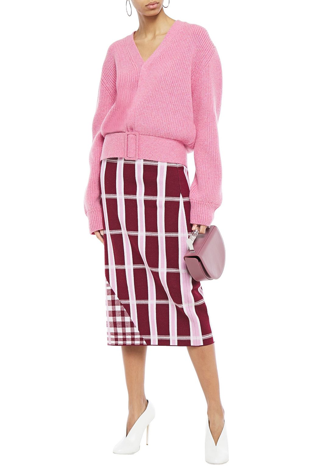 VICTORIA BECKHAM Jacquard-knit midi pencil skirt