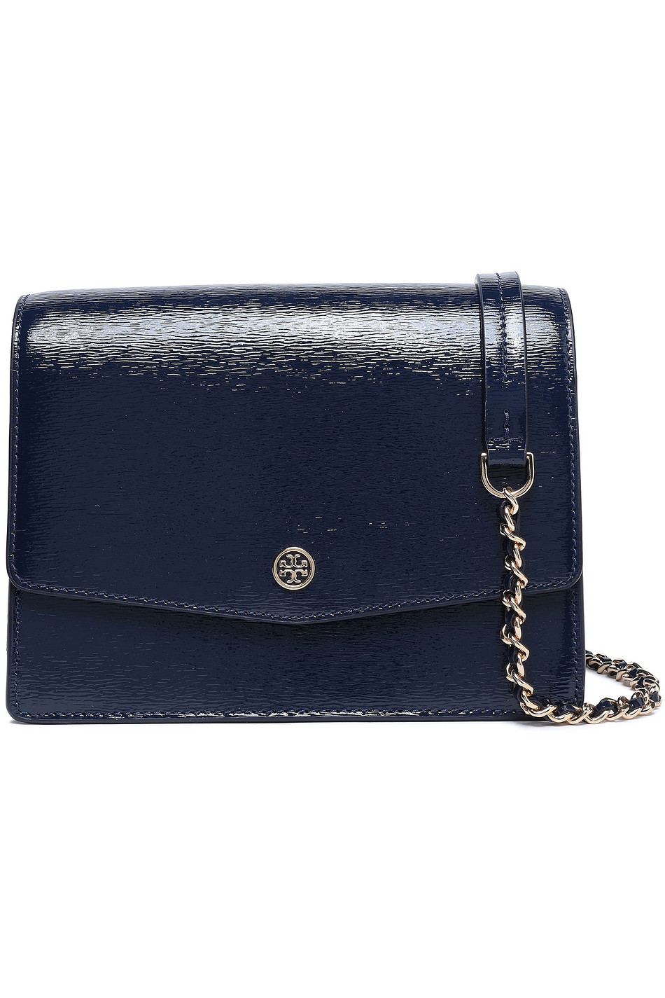 TORY BURCH Cracked patent-leather shoulder bag