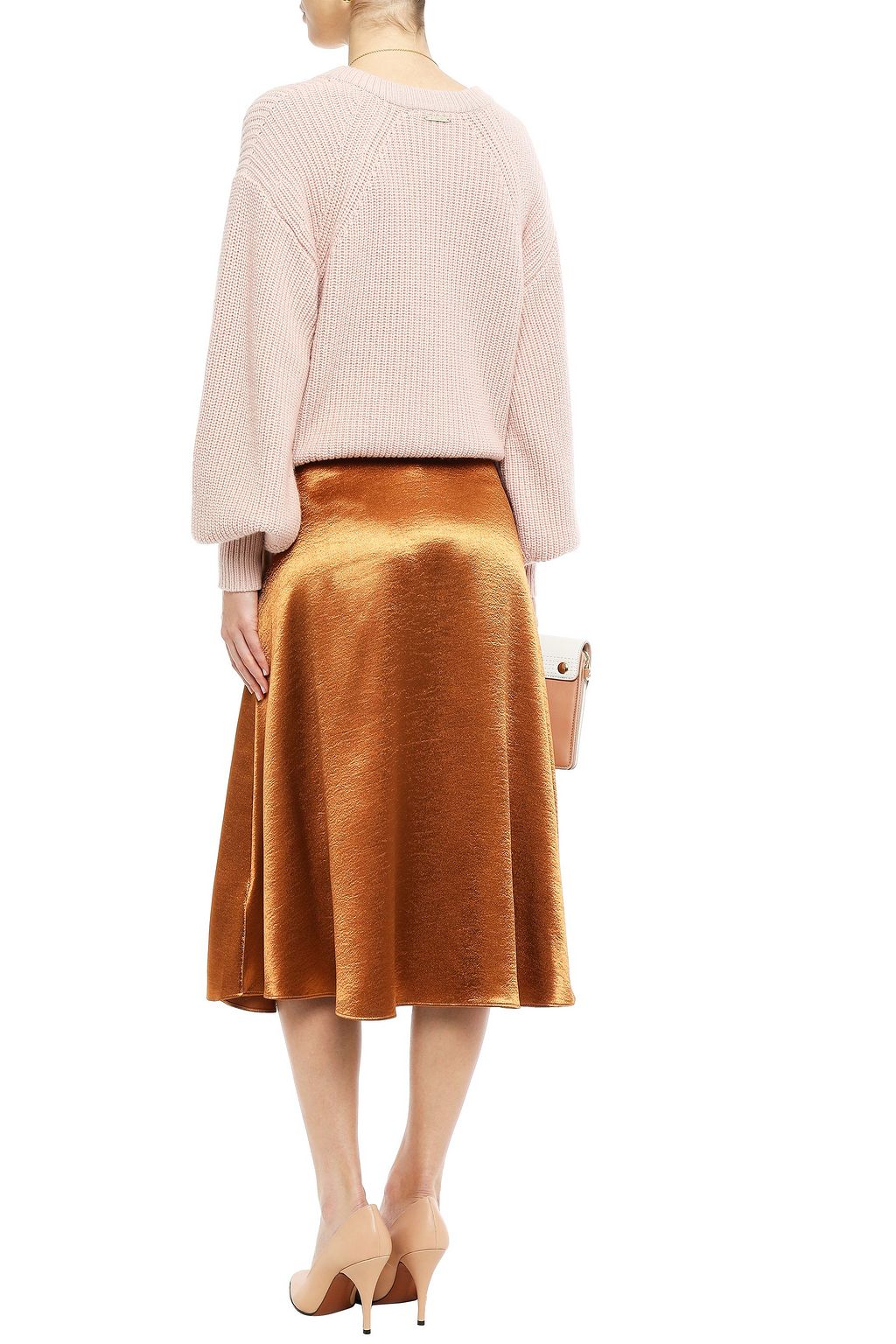 JOIE Alberic hammered satin-crepe skirt