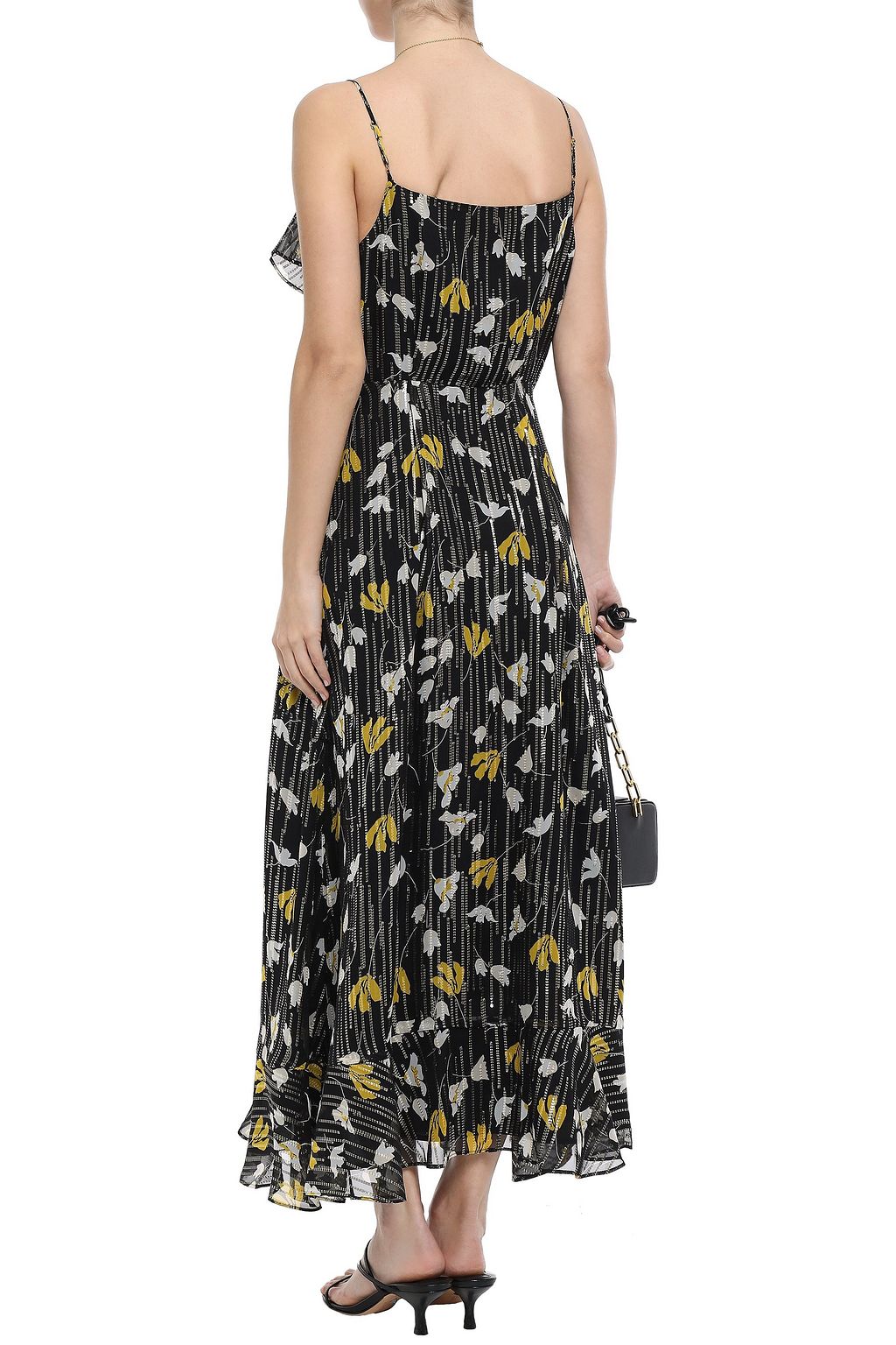 JOIE Kenny ruffled metallic floral-print silk-blend georgette maxi dress