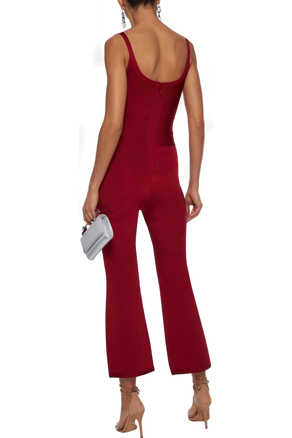 HERVÉ LÉGER Cropped flared bandage jumpsuit