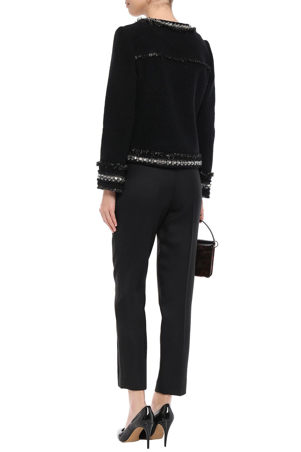 TORY BURCH Embellished wool and cotton-blend bouclé jacket