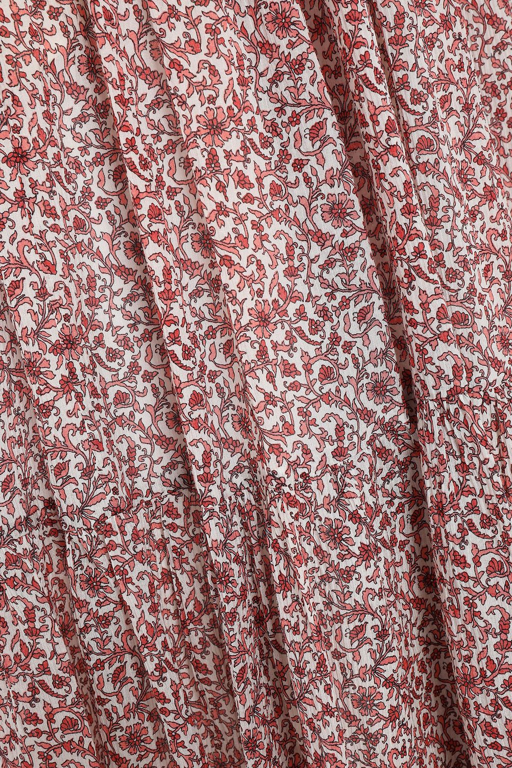 TORY BURCH Gathered floral-print cotton and silk-blend midi dress