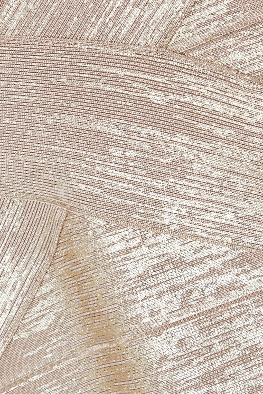 HERVÉ LÉGER فستان قصير بتصميم ضيّق لون ميتاليك